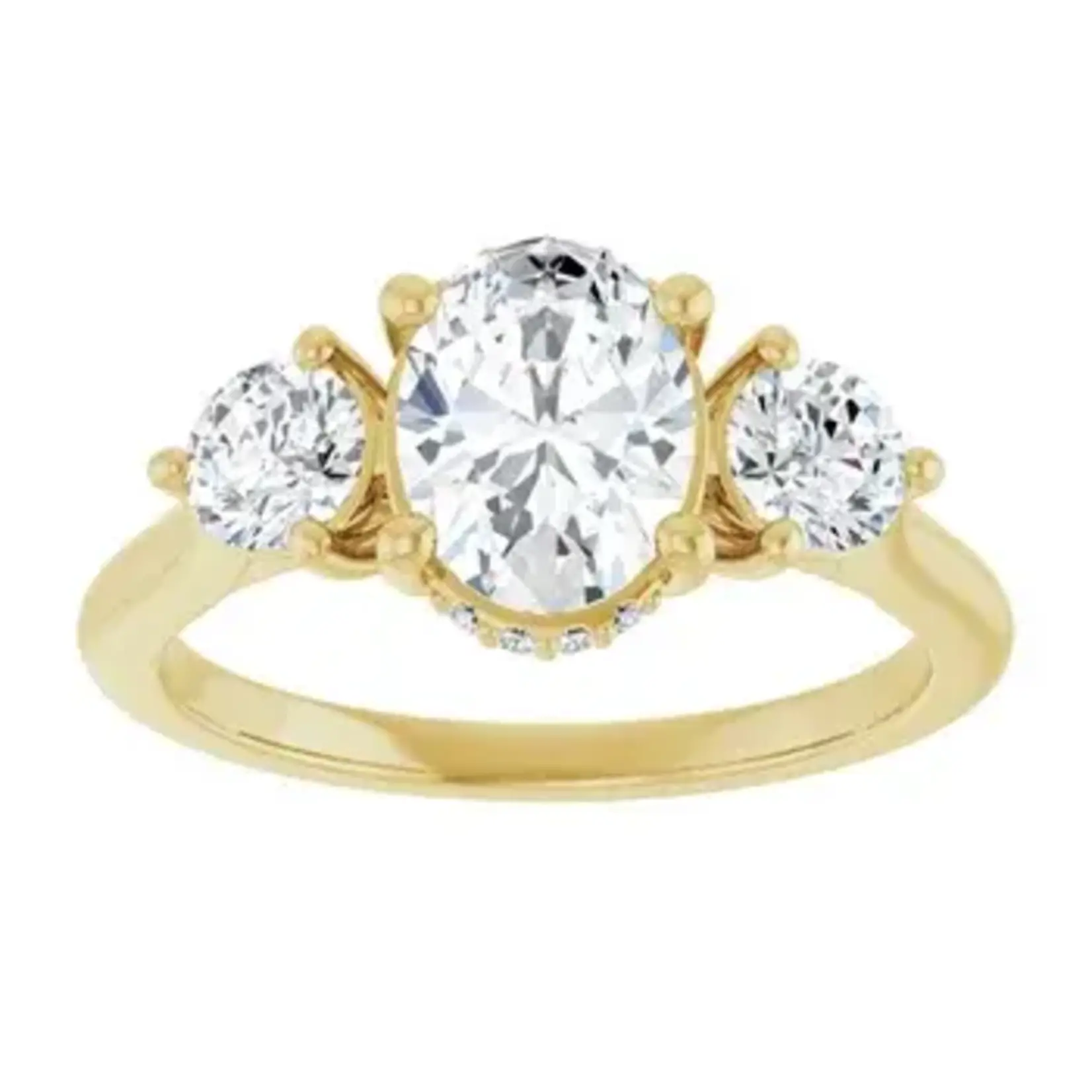Ever & Ever Oval & Round Three Stone Ring with Hidden Halo