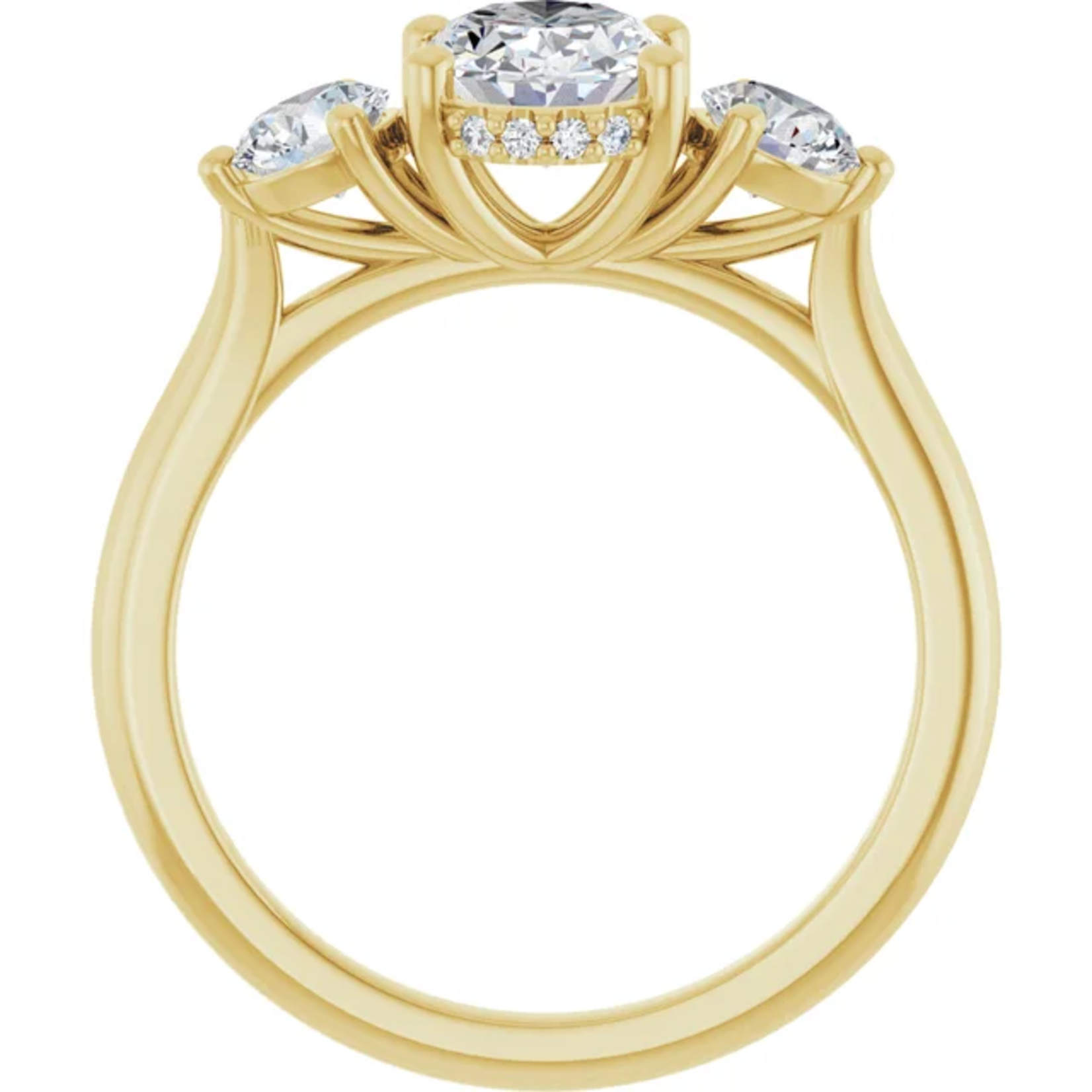 Ever & Ever Oval & Round Three Stone Ring with Hidden Halo