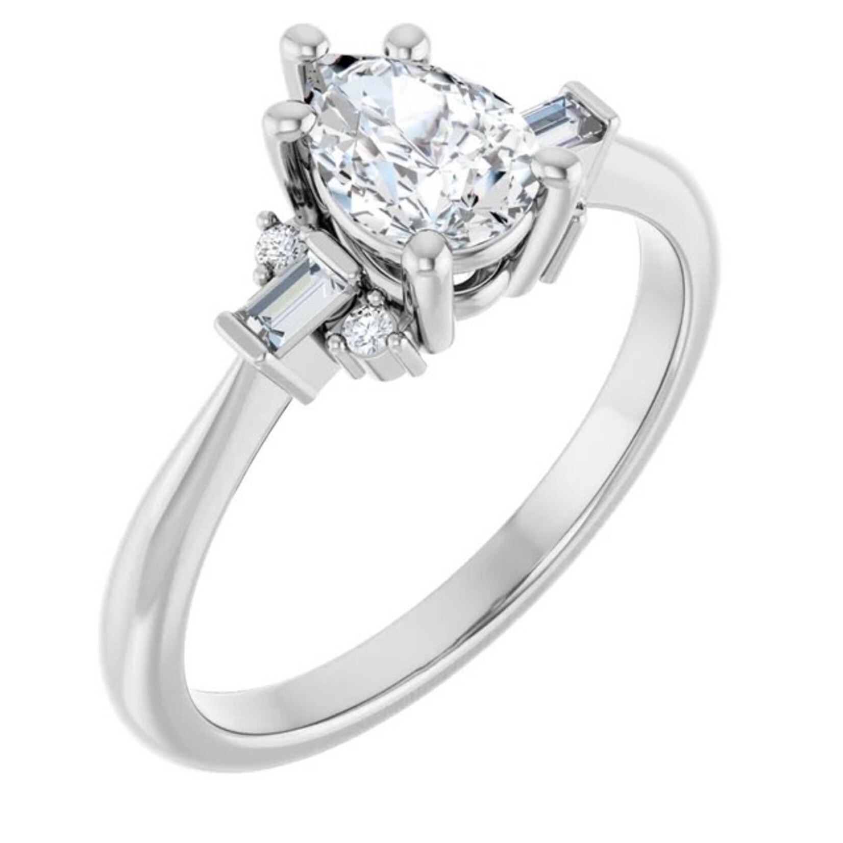 Ever & Ever Pear with Round and Baguette  Ring