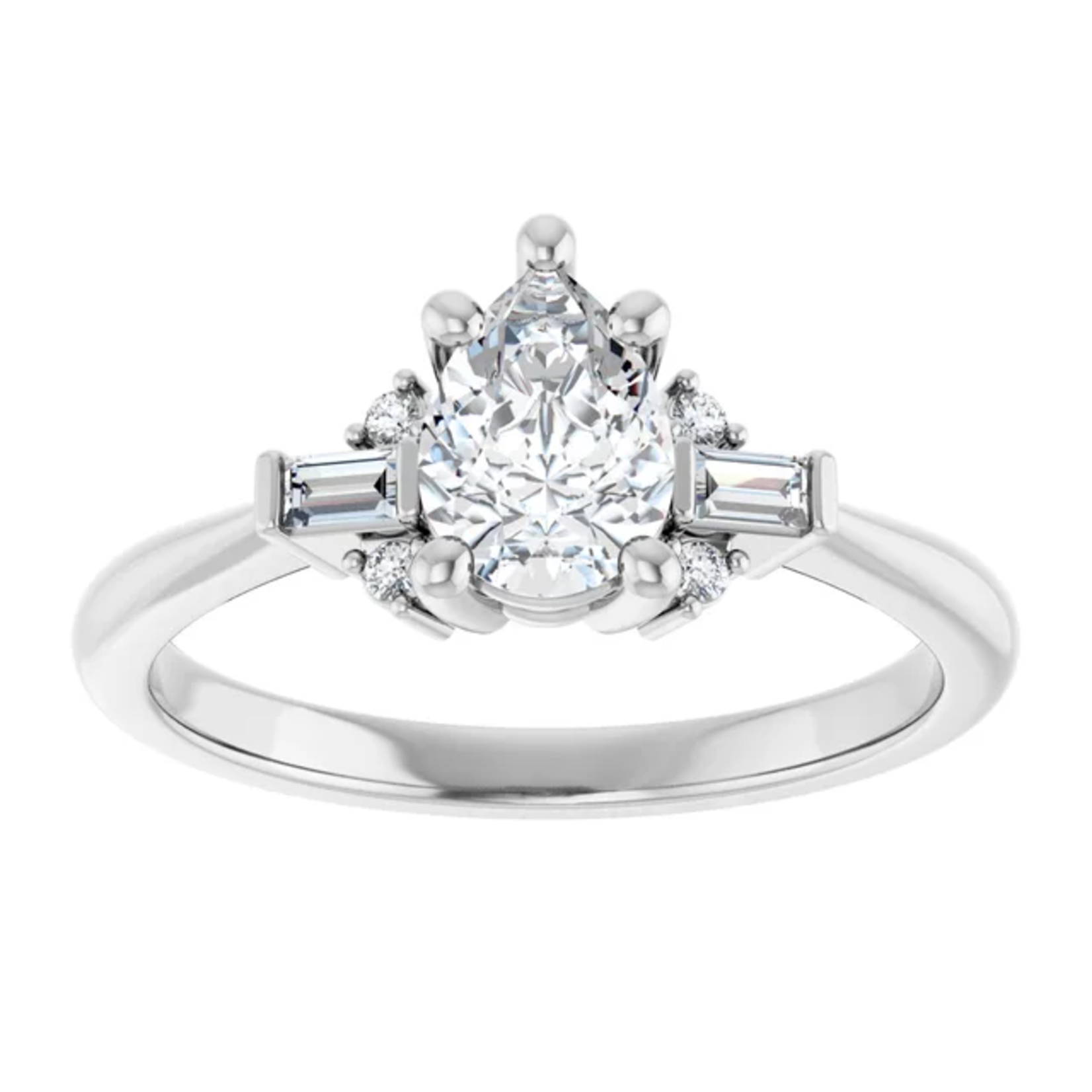 Ever & Ever Pear with Round and Baguette  Ring