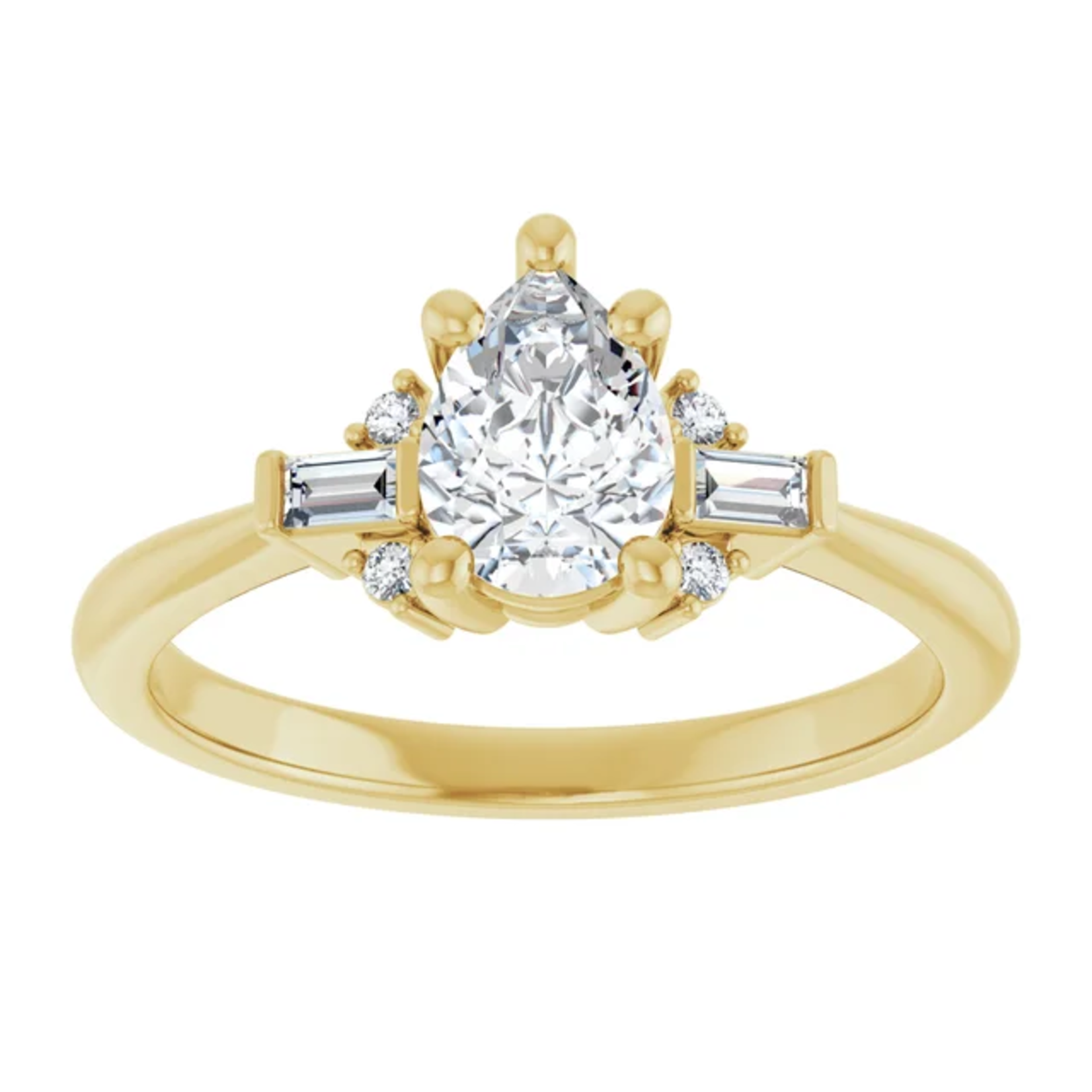 Ever & Ever Pear with Round and Baguette  Ring