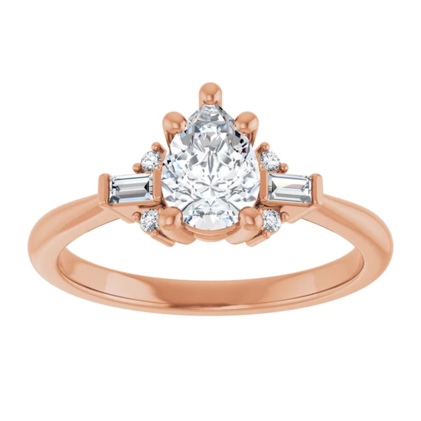 Ever & Ever Pear with Round and Baguette  Ring