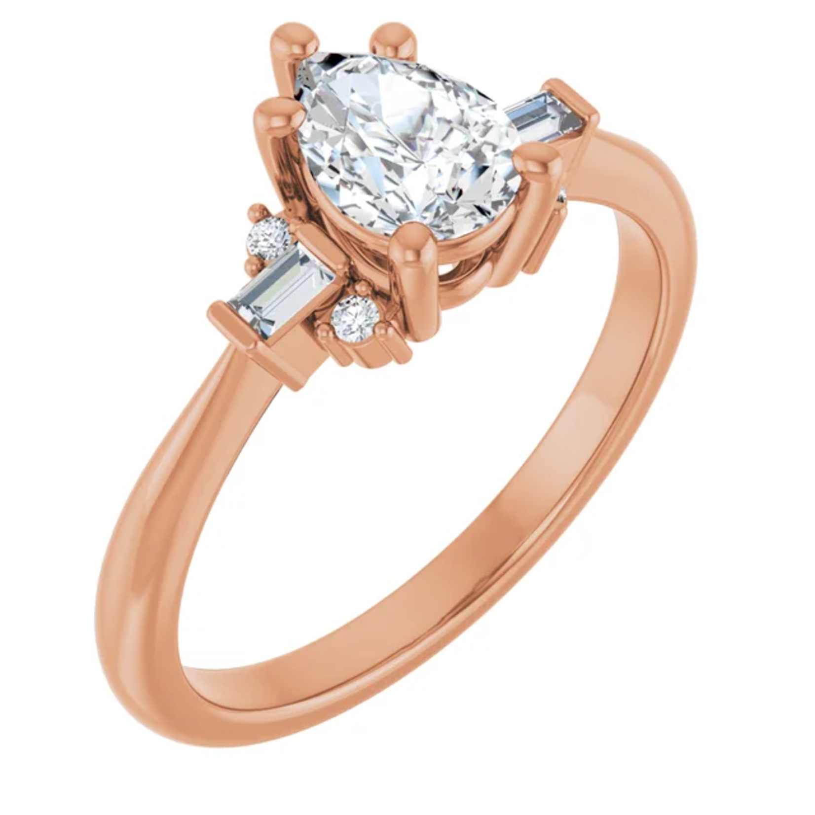 Ever & Ever Pear with Round and Baguette  Ring