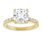 Ever & Ever Cushion Ring with Diamonds on Shoulders