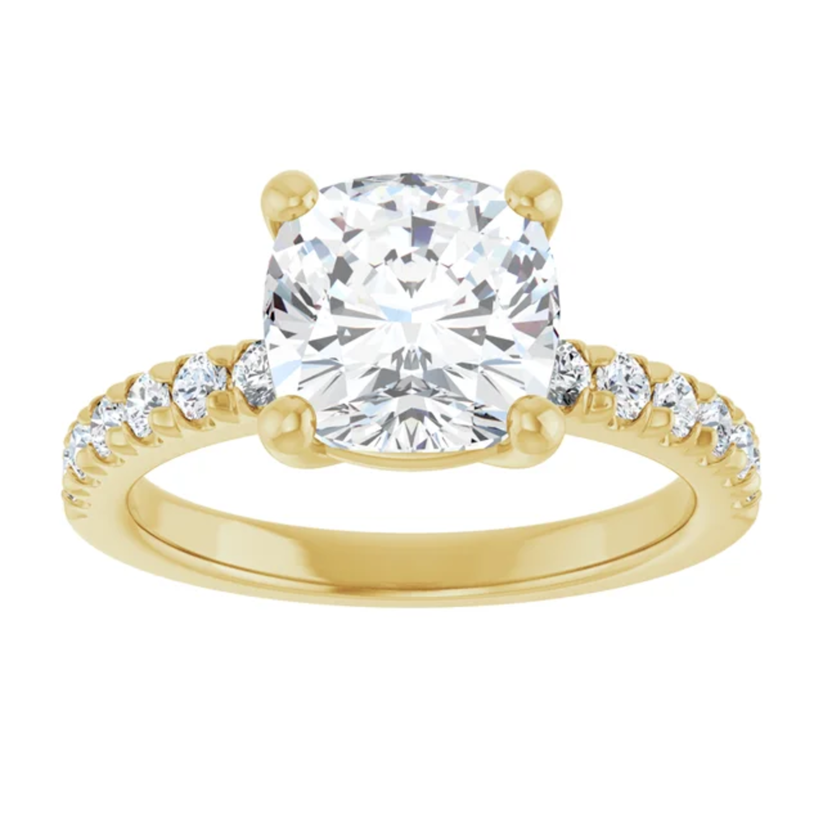 Ever & Ever Cushion Ring with Diamonds on Shoulders