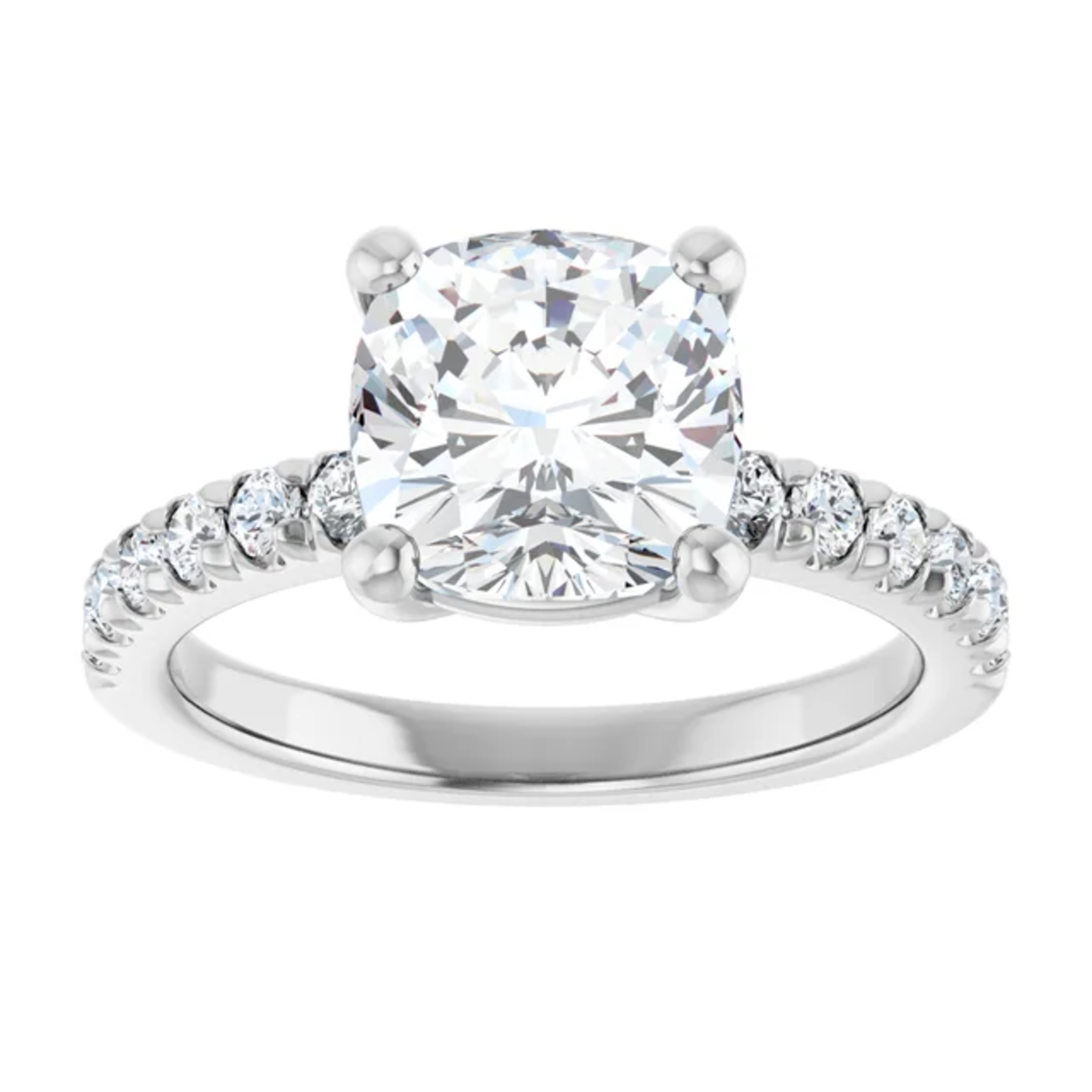 Ever & Ever Cushion Ring with Diamonds on Shoulders