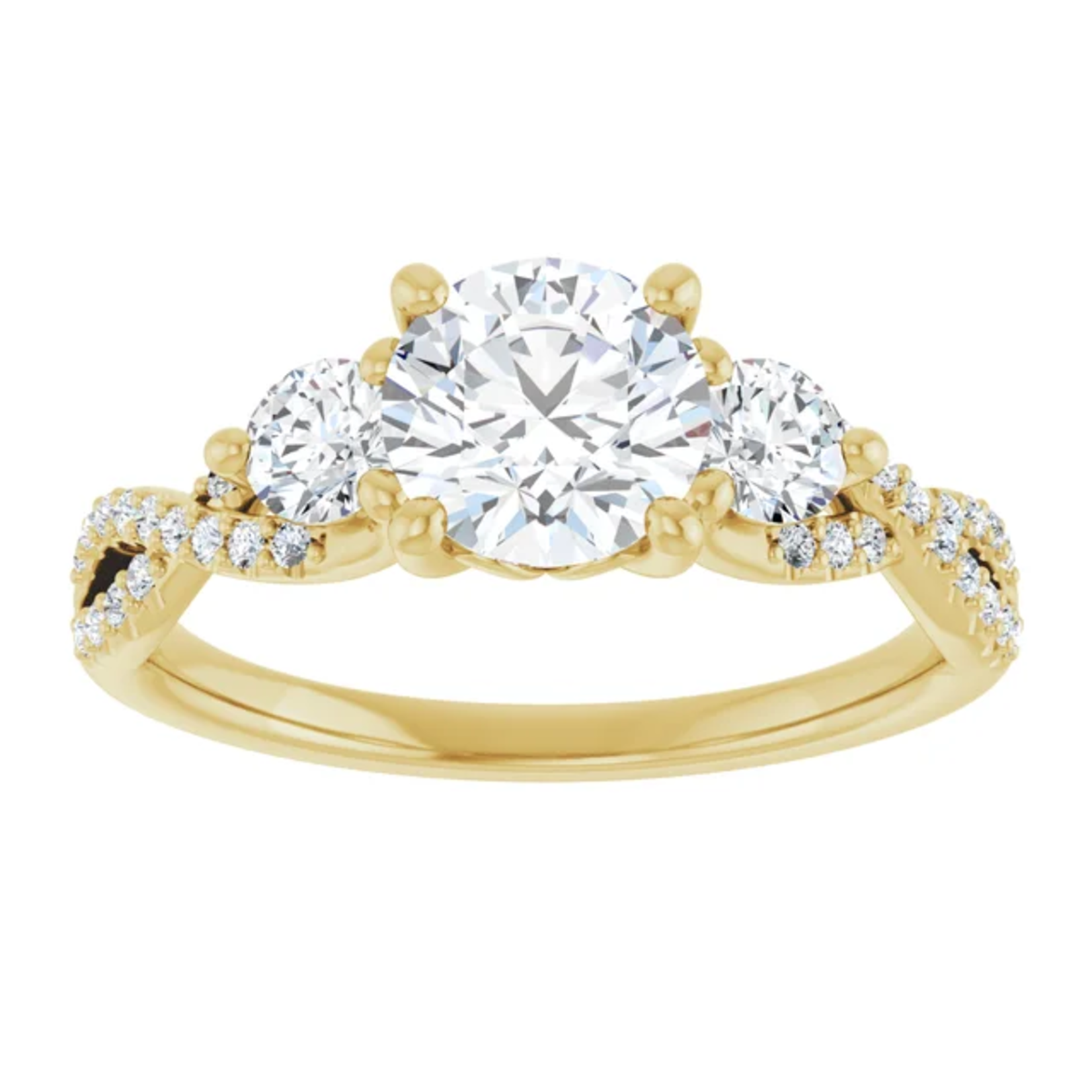 Ever & Ever Round Three Stone with Twisted Band Ring