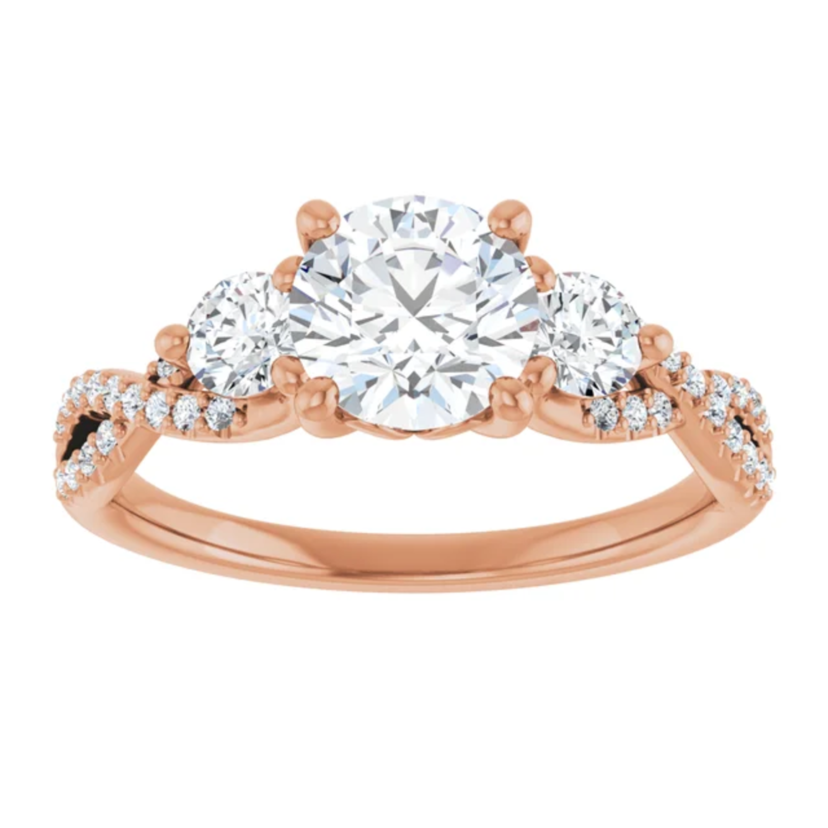 Ever & Ever Round Three Stone with Twisted Band Ring