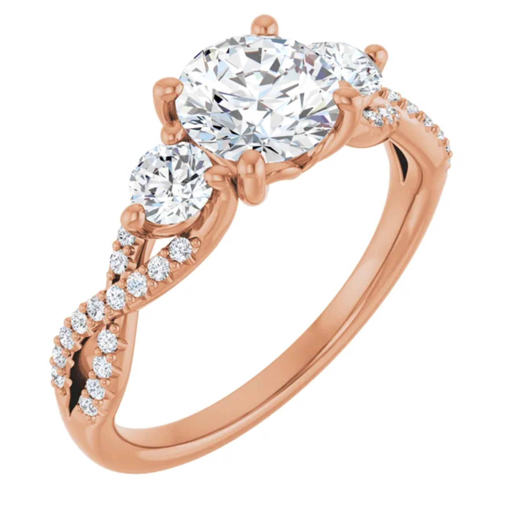 Ever & Ever Round Three Stone with Twisted Band Ring