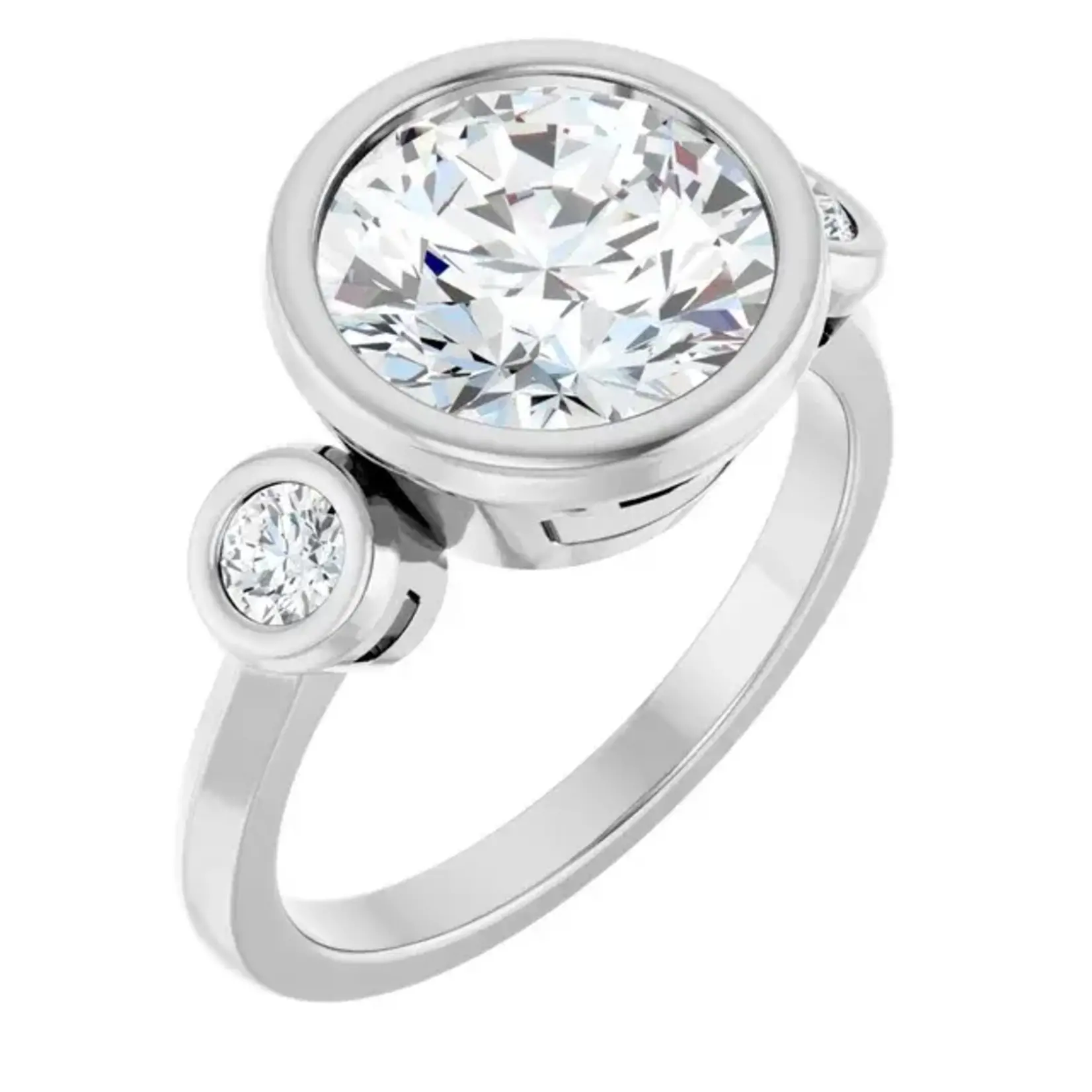 Ever & Ever Round Bezel Three Stone Solitaire Ring