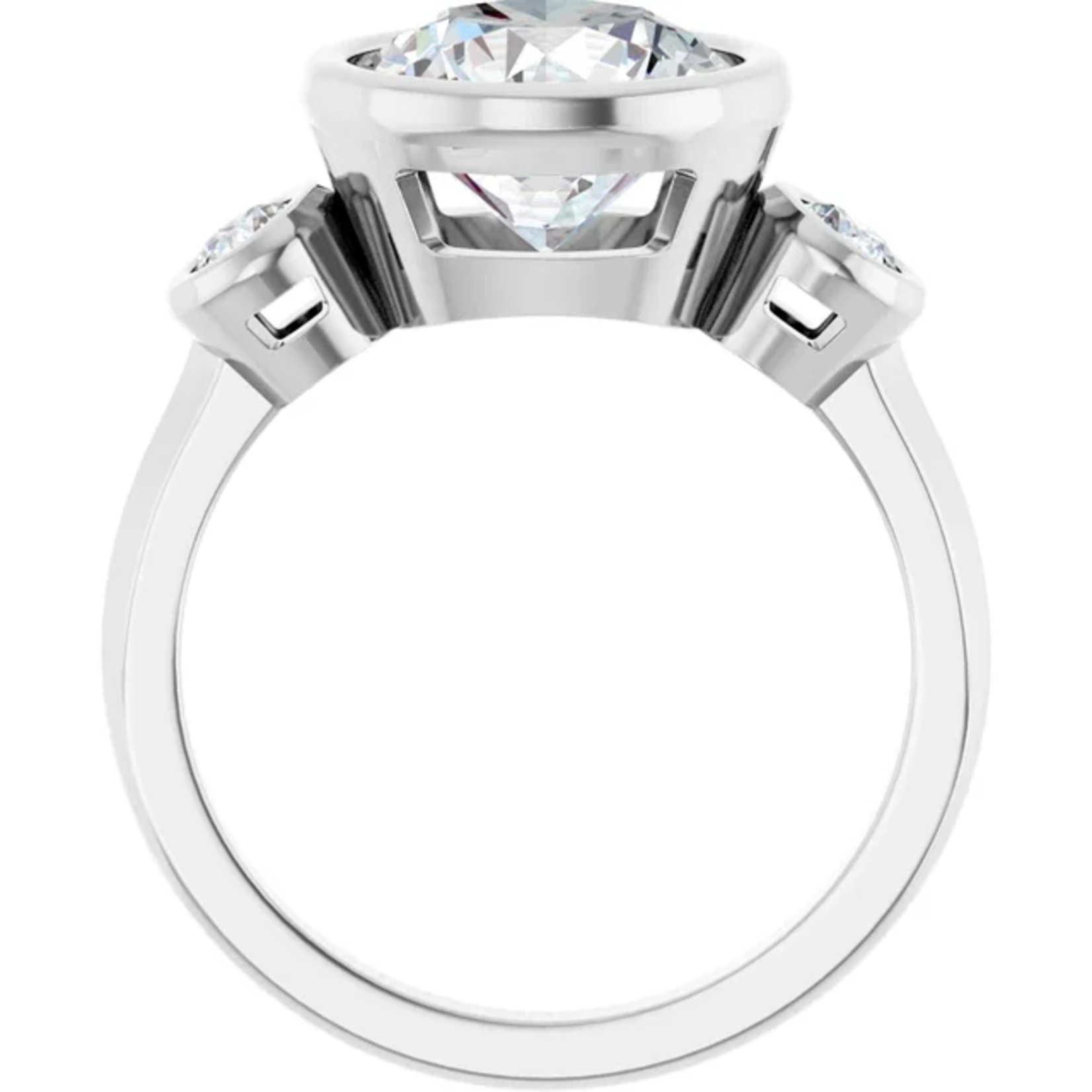 Ever & Ever Round Bezel Three Stone Solitaire Ring