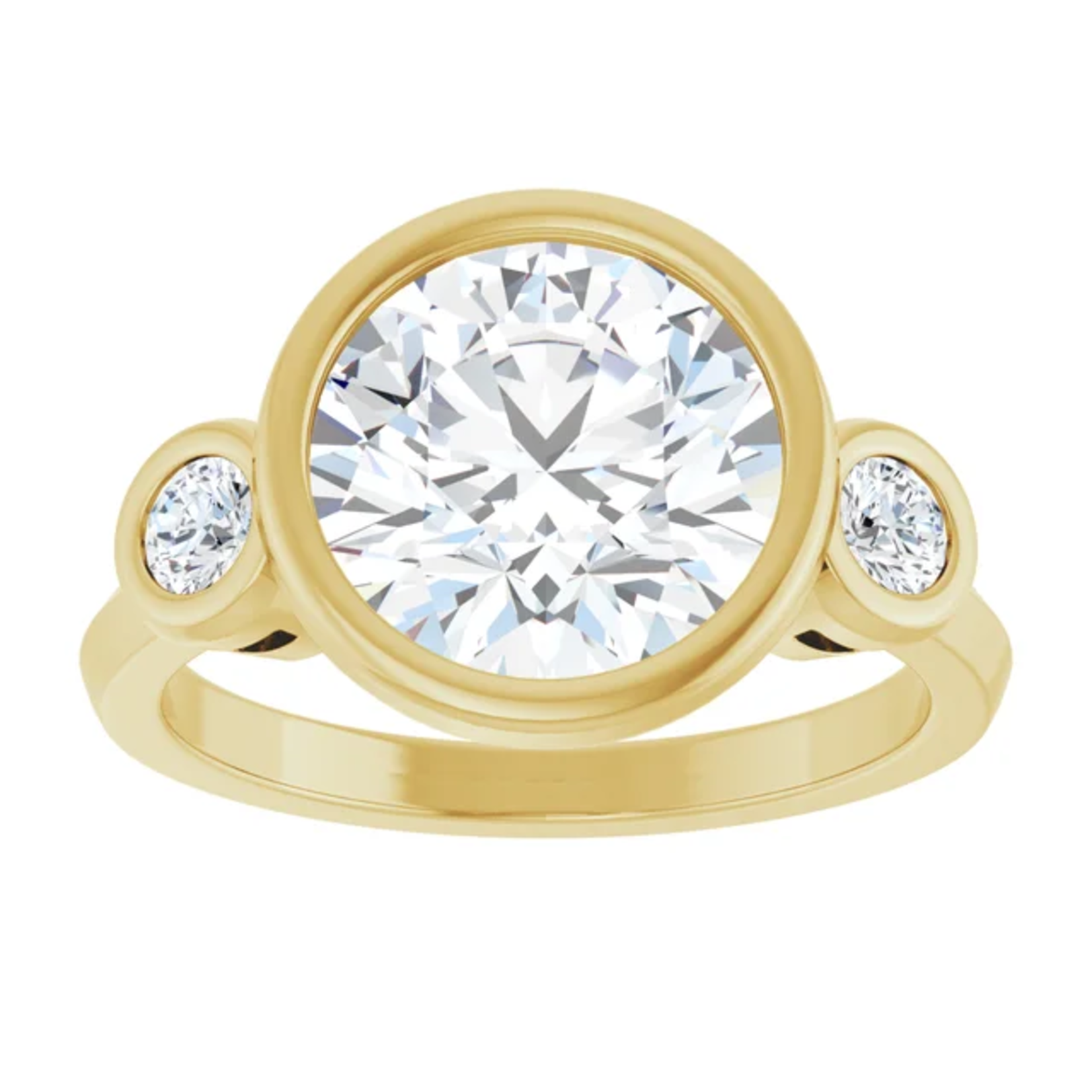 Ever & Ever Round Bezel Three Stone Solitaire Ring