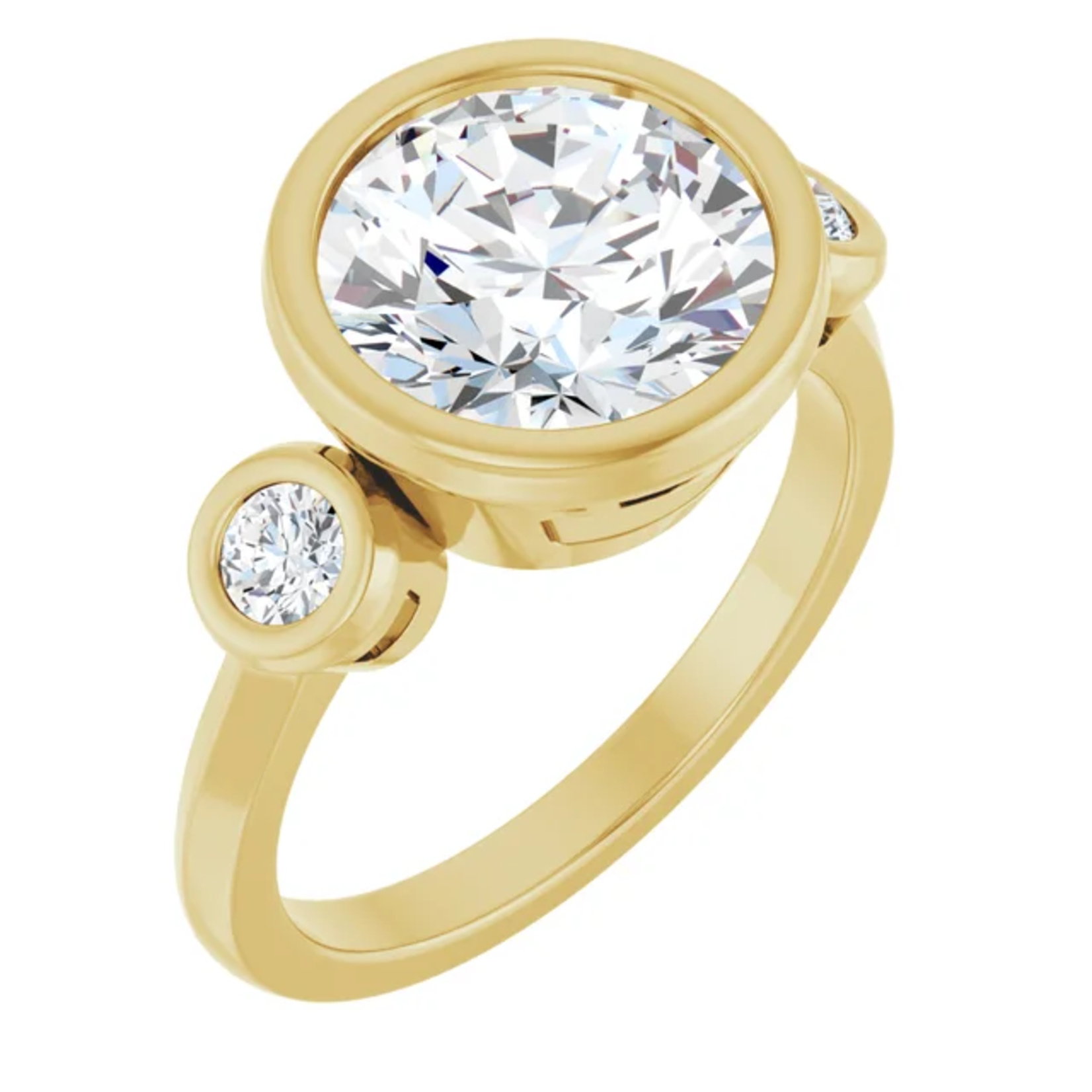 Ever & Ever Round Bezel Three Stone Solitaire Ring