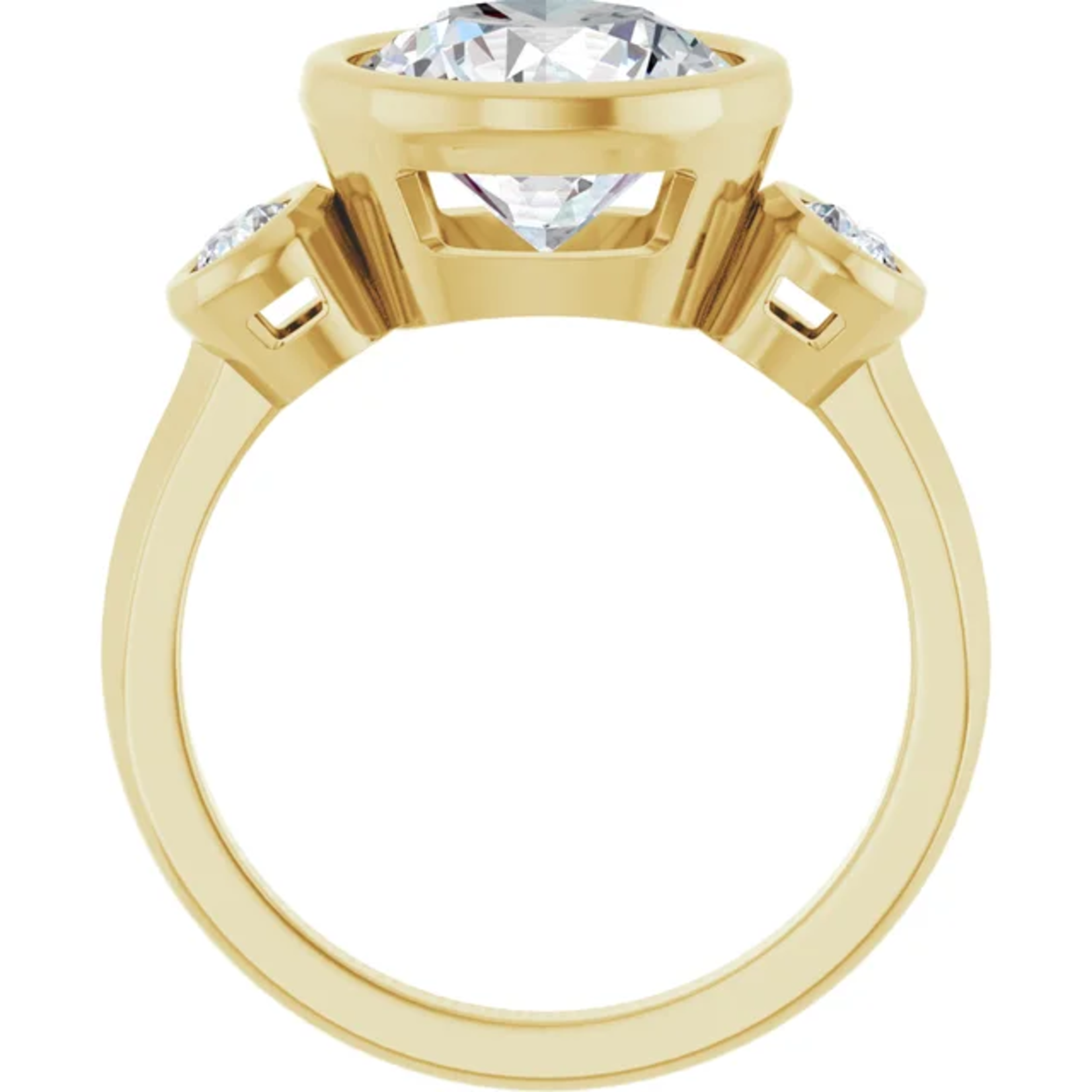Ever & Ever Round Bezel Three Stone Solitaire Ring