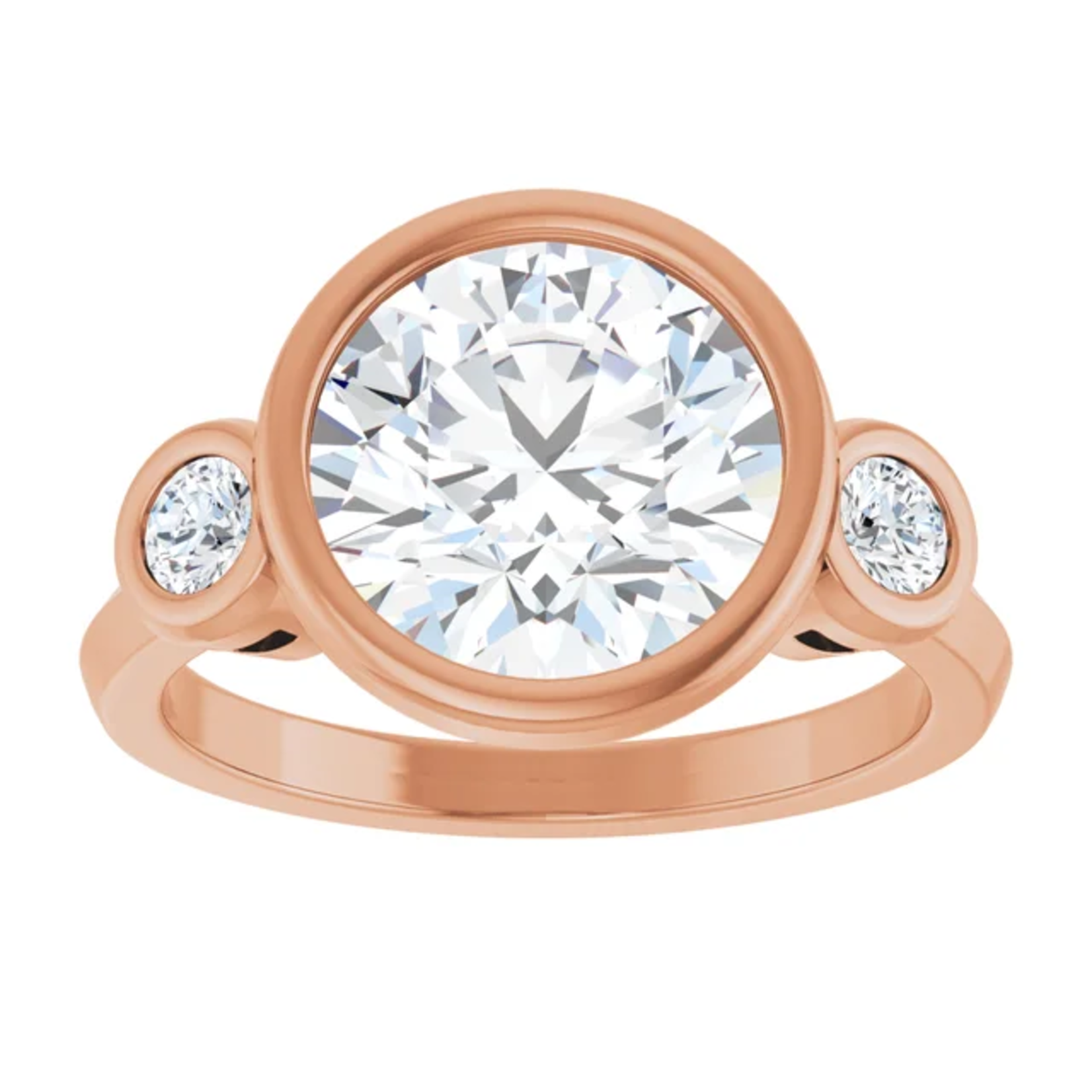 Ever & Ever Round Bezel Three Stone Solitaire Ring