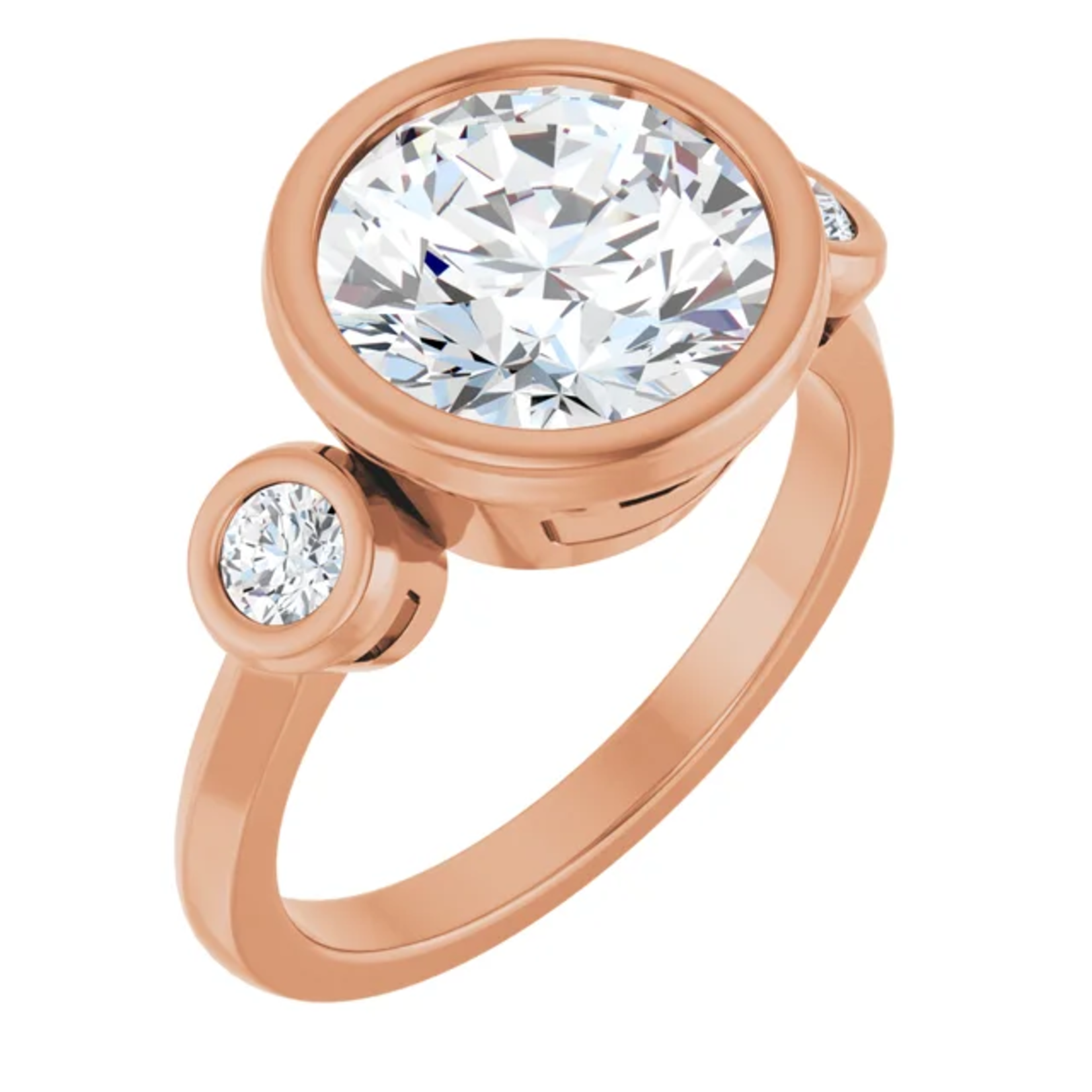 Ever & Ever Round Bezel Three Stone Solitaire Ring