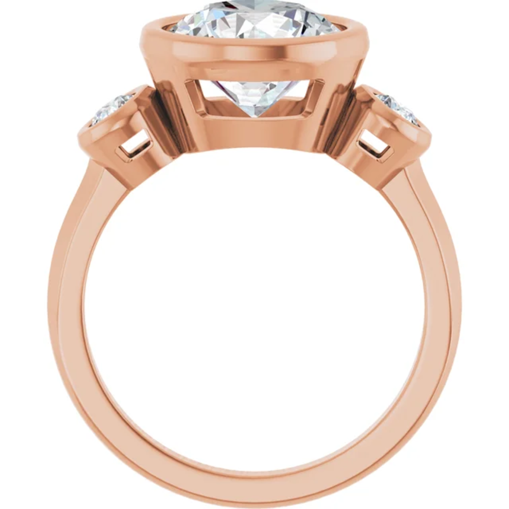 Ever & Ever Round Bezel Three Stone Solitaire Ring
