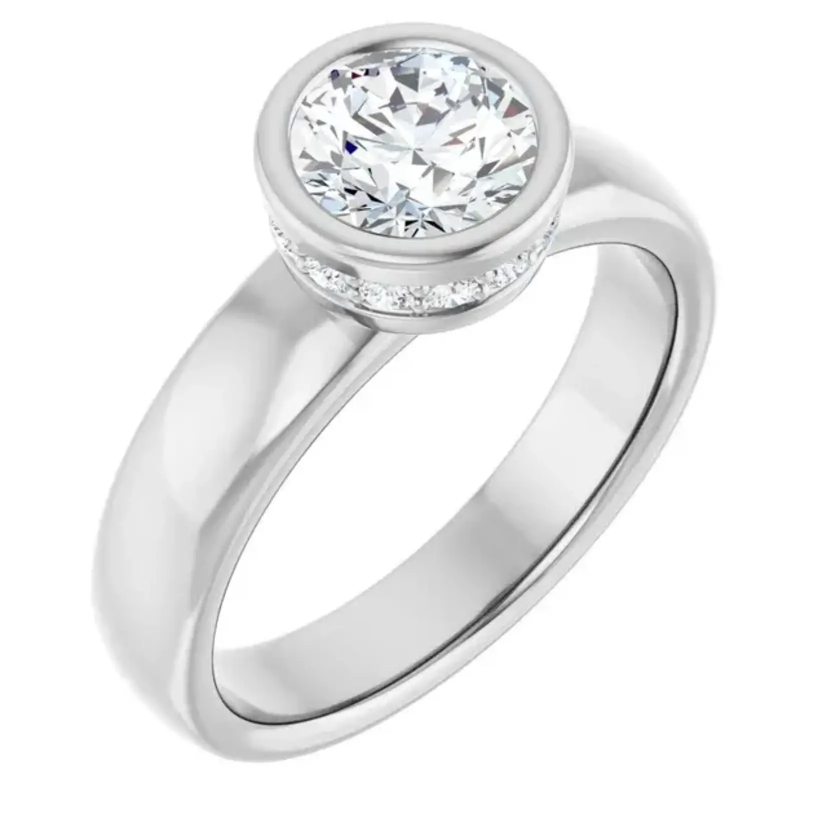 Ever & Ever Round Bezel Hidden Halo Solitaire Ring