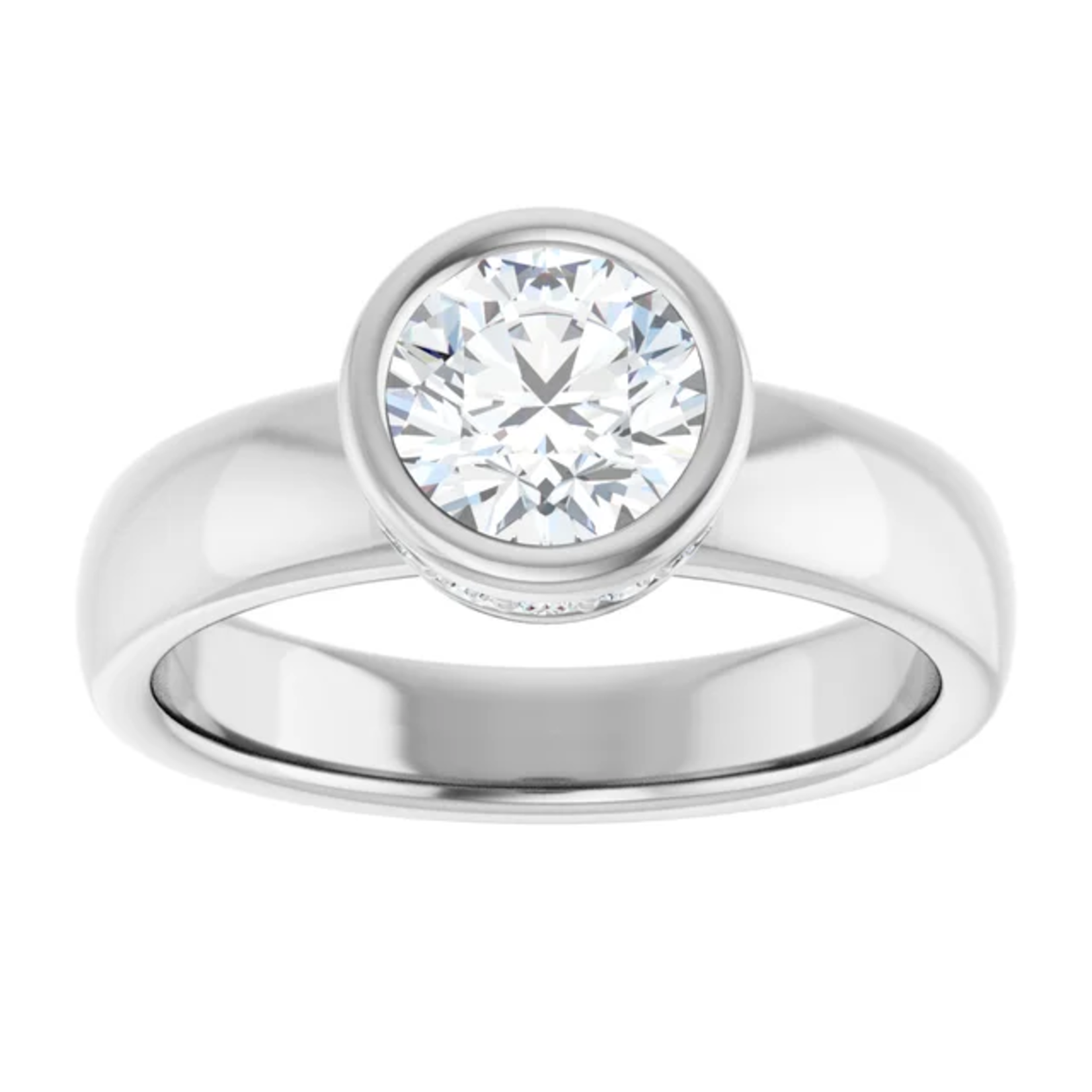 Ever & Ever Round Bezel Hidden Halo Solitaire Ring