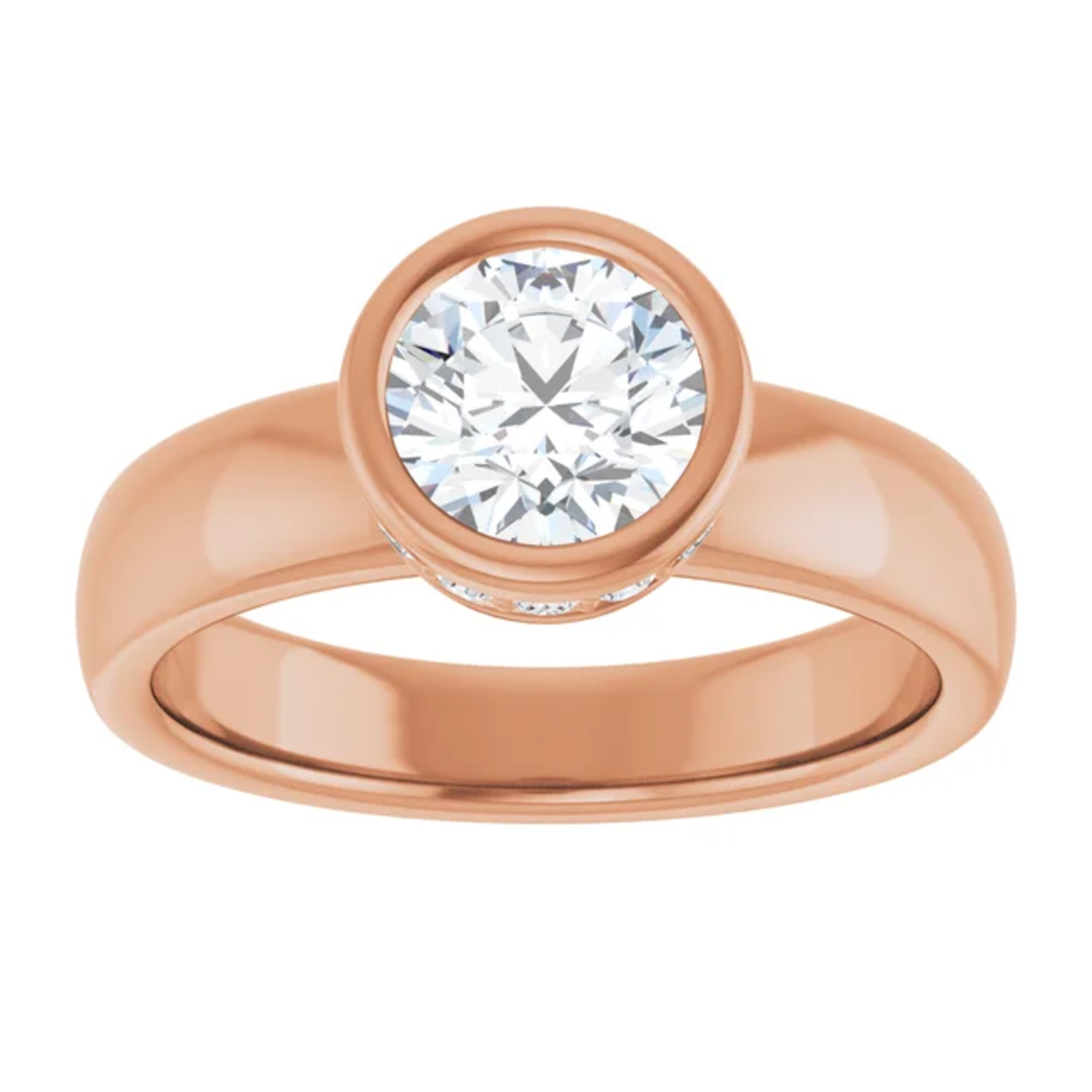 Ever & Ever Round Bezel Hidden Halo Solitaire Ring