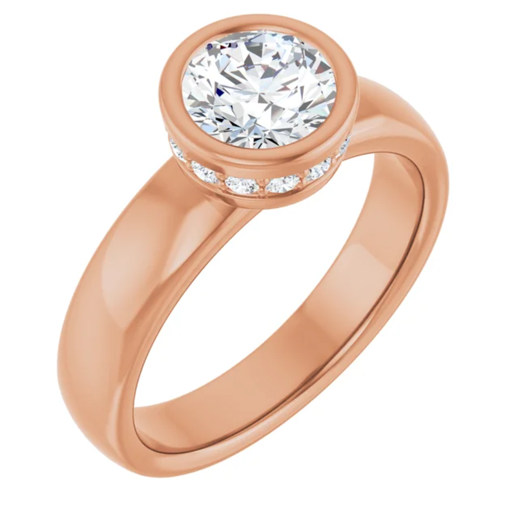 Ever & Ever Round Bezel Hidden Halo Solitaire Ring
