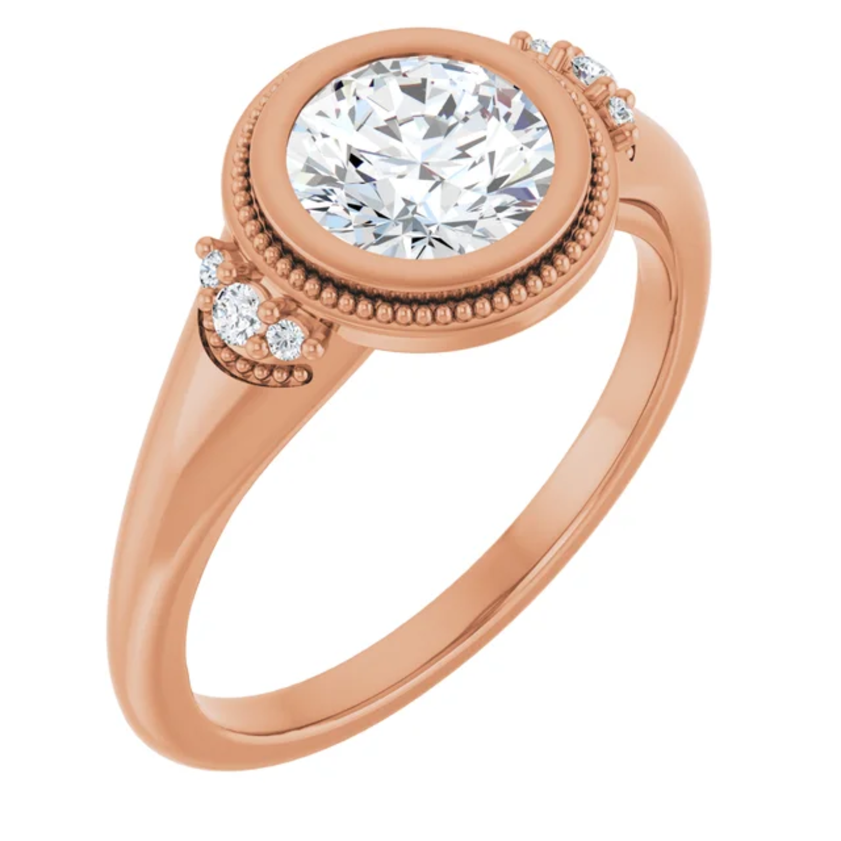 Ever & Ever Round Bezel with accent stones and Miligree Ring
