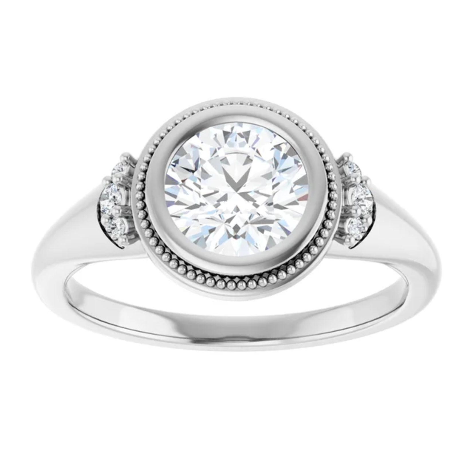 Ever & Ever Round Bezel with accent stones and Miligree Ring