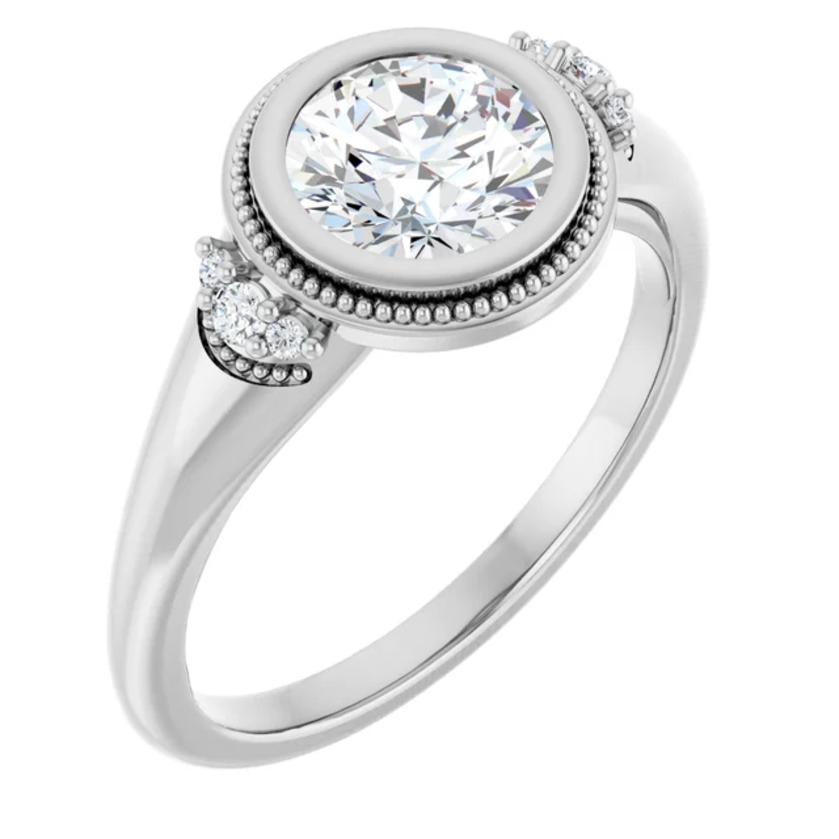 Ever & Ever Round Bezel with accent stones and Miligree Ring