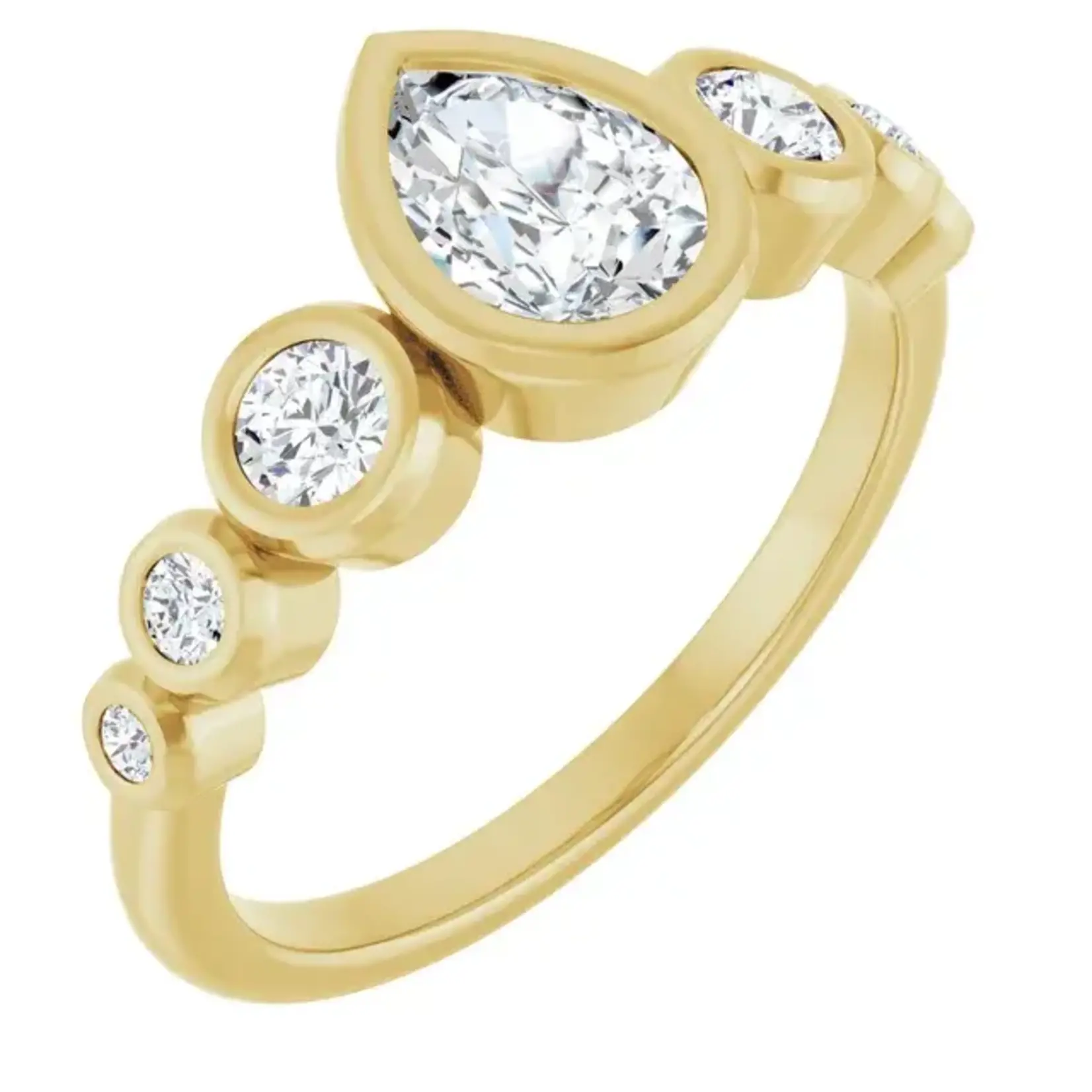 Ever & Ever Pear w/ Round Side Stone Ring