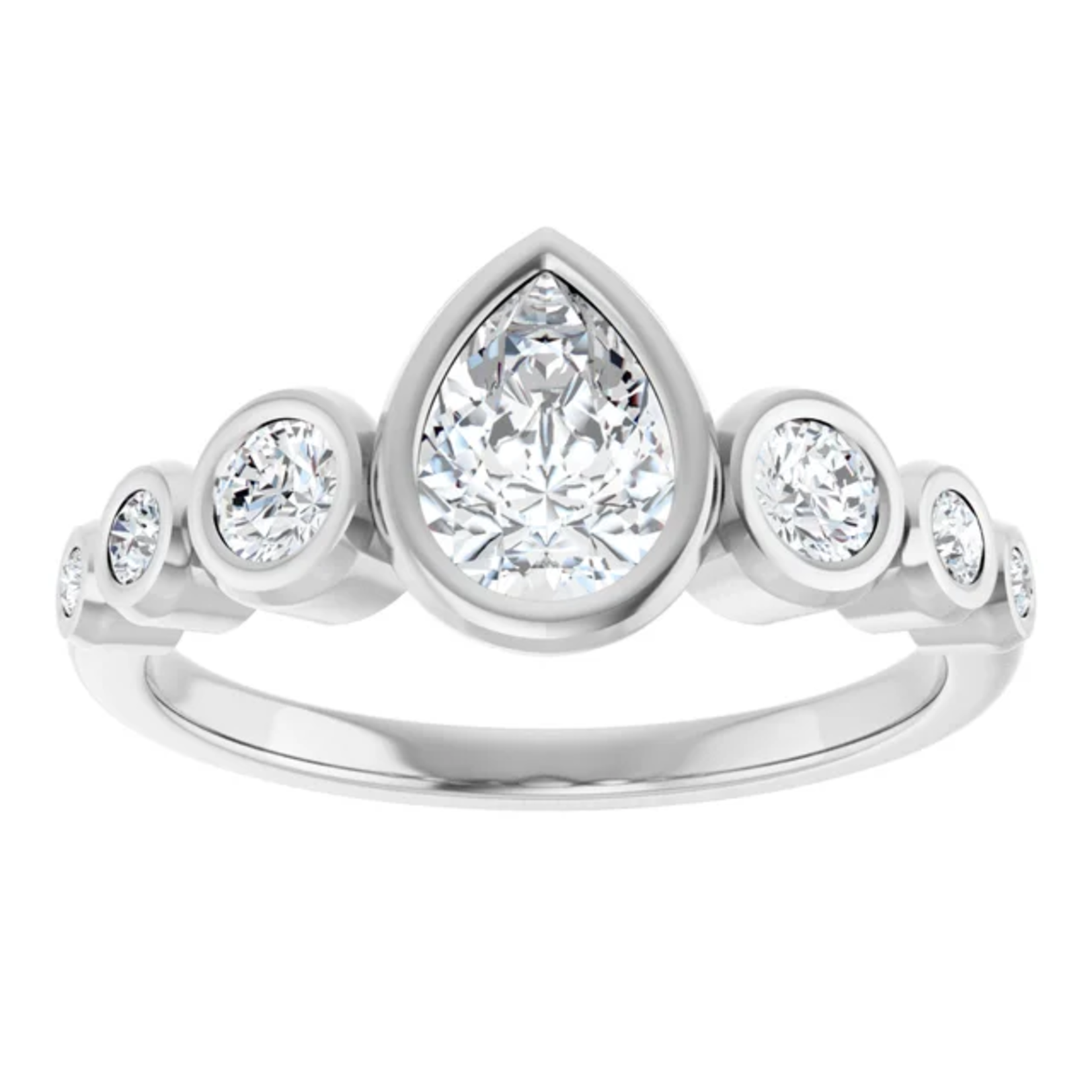 Ever & Ever Pear w/ Round Side Stone Ring