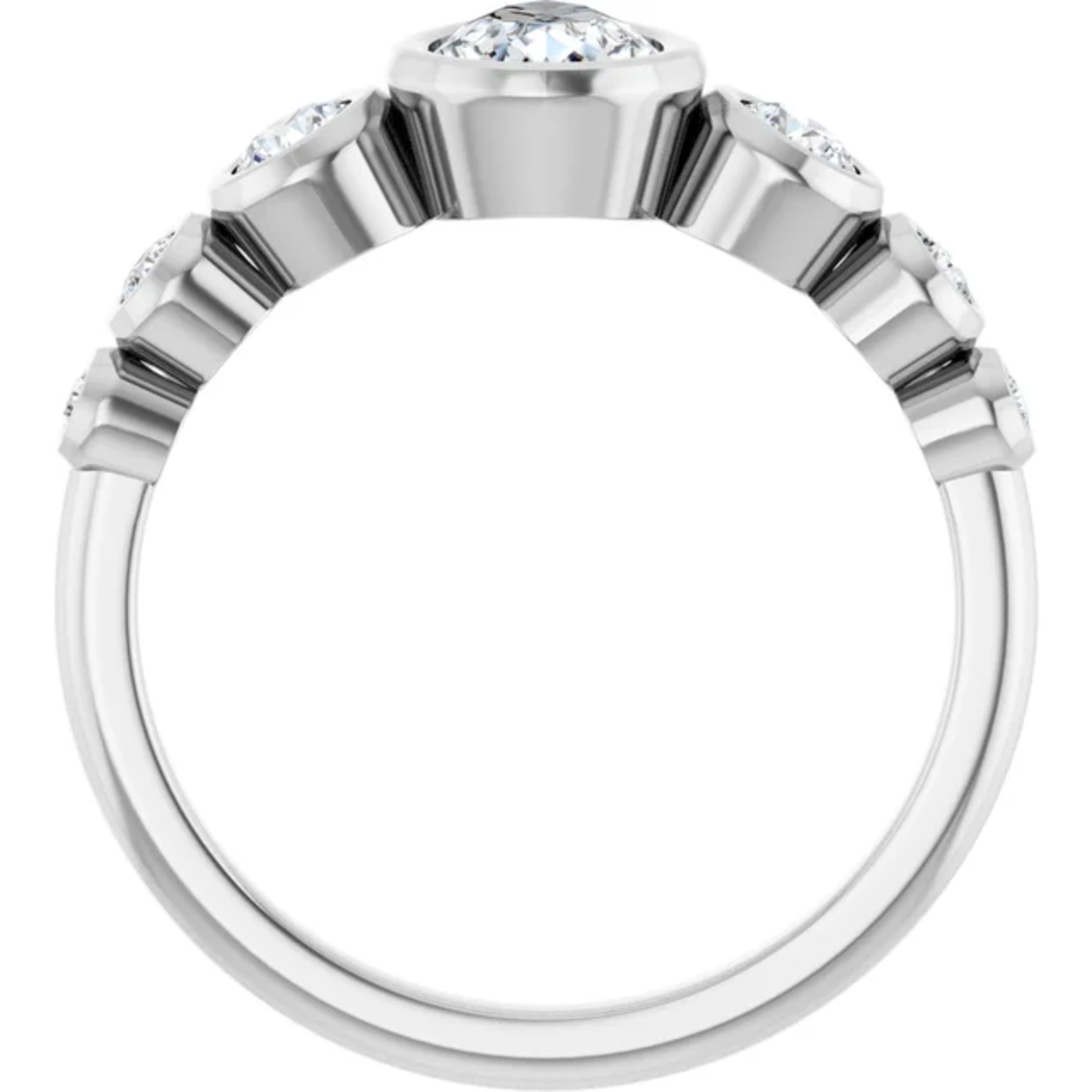 Ever & Ever Pear w/ Round Side Stone Ring