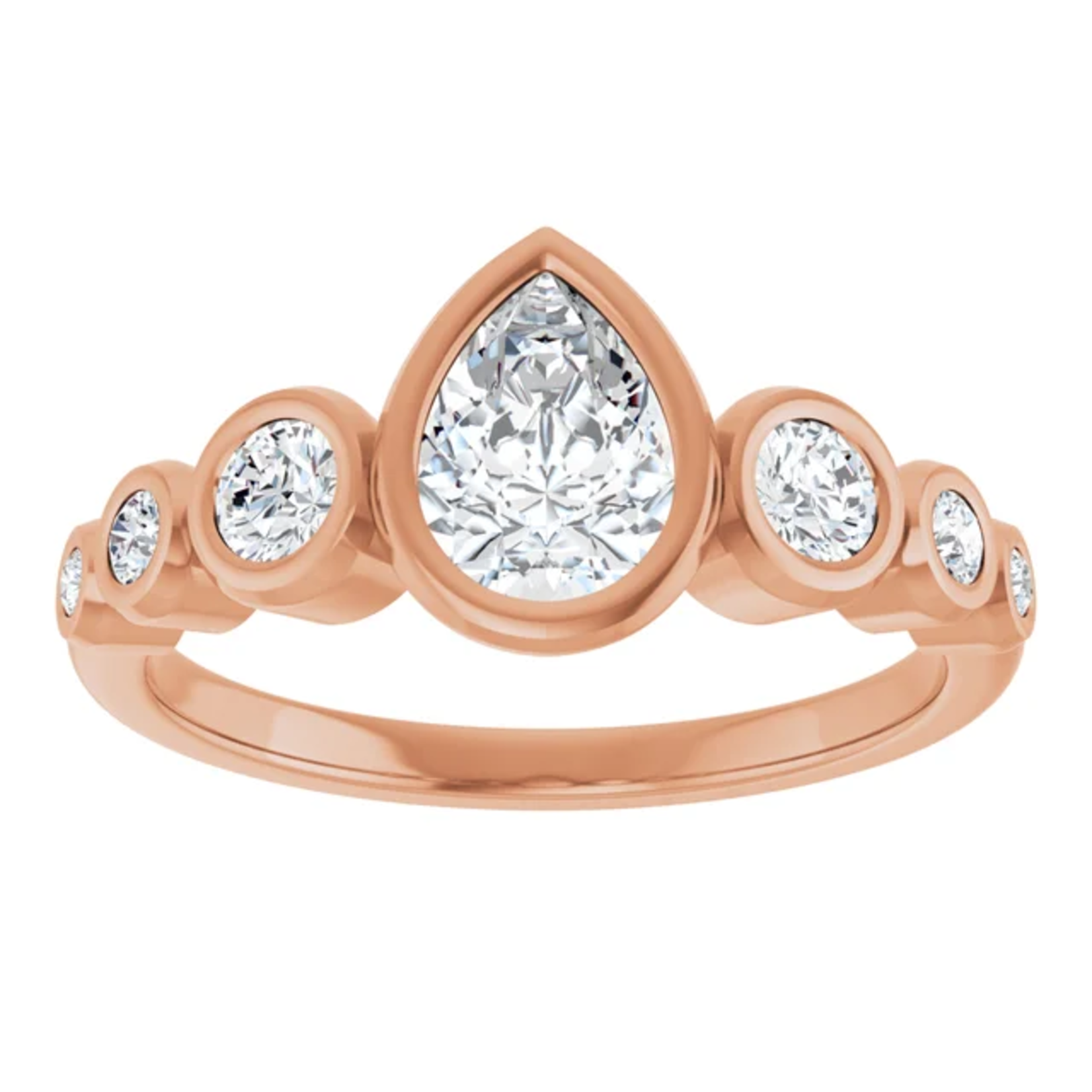 Ever & Ever Pear w/ Round Side Stone Ring