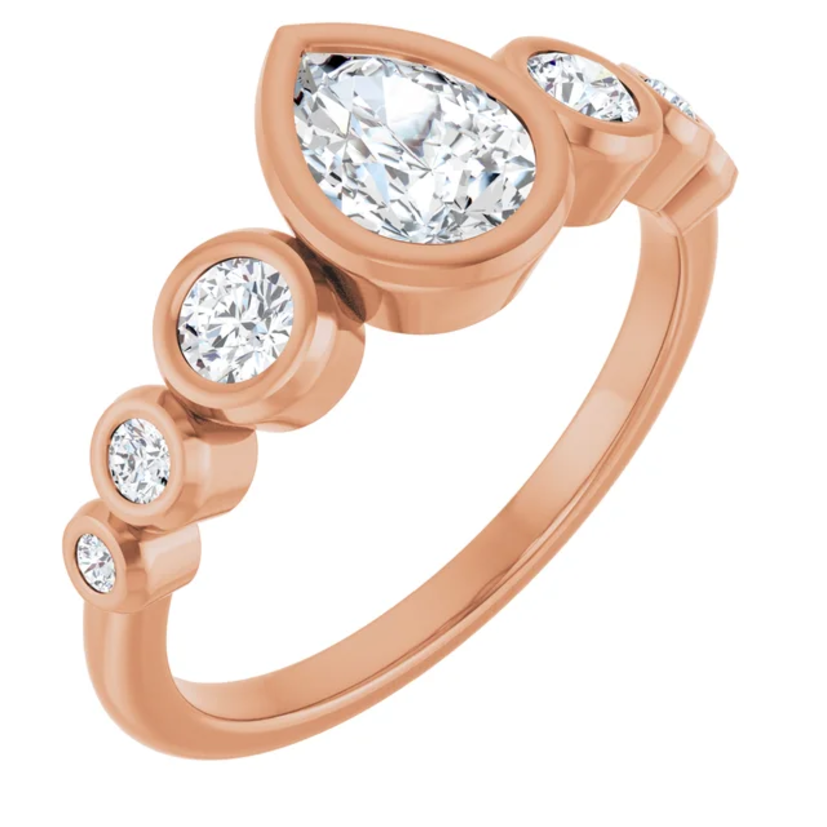 Ever & Ever Pear w/ Round Side Stone Ring