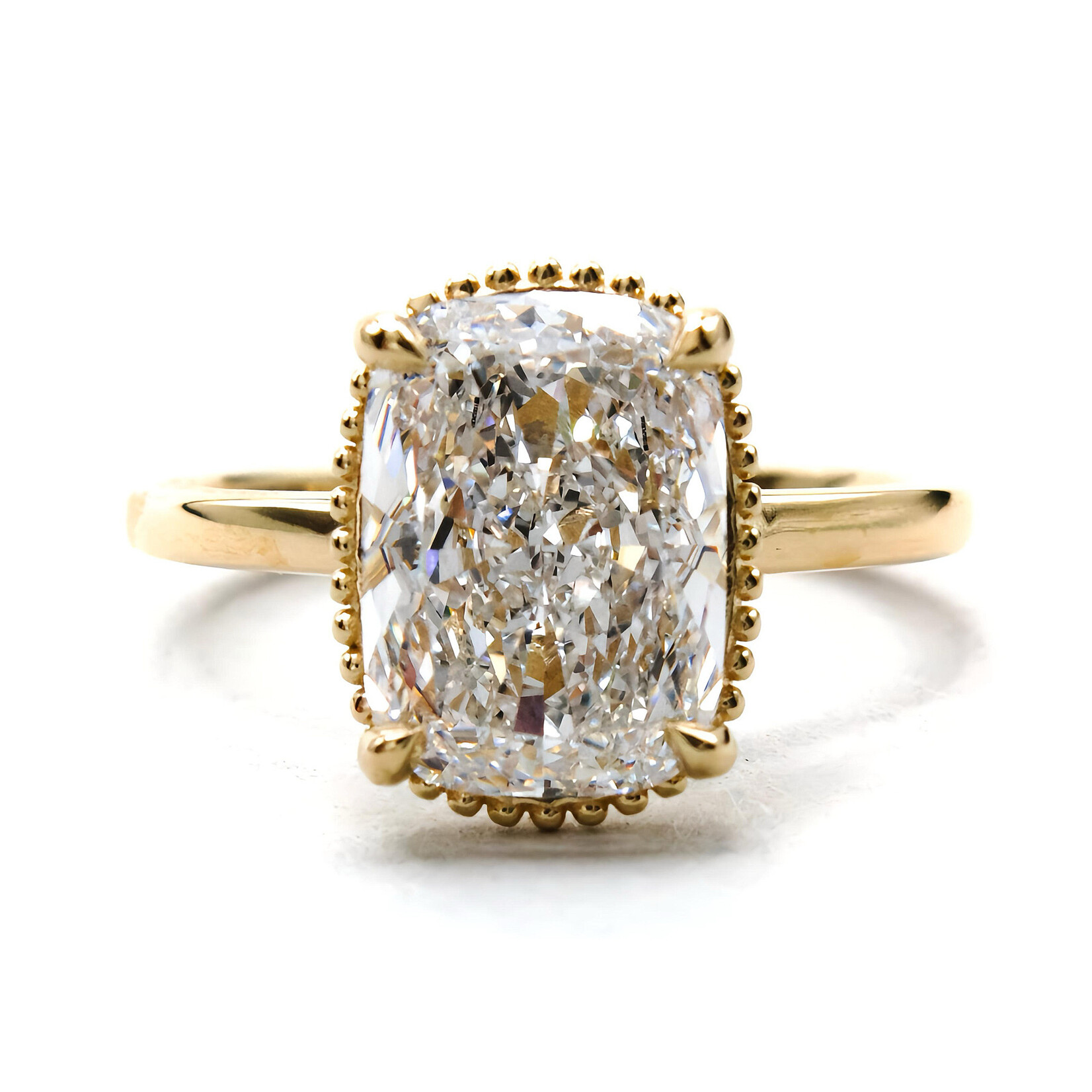 Mckay Diamonds LG Elongated Cushion Miligree Halo Diamond Ring