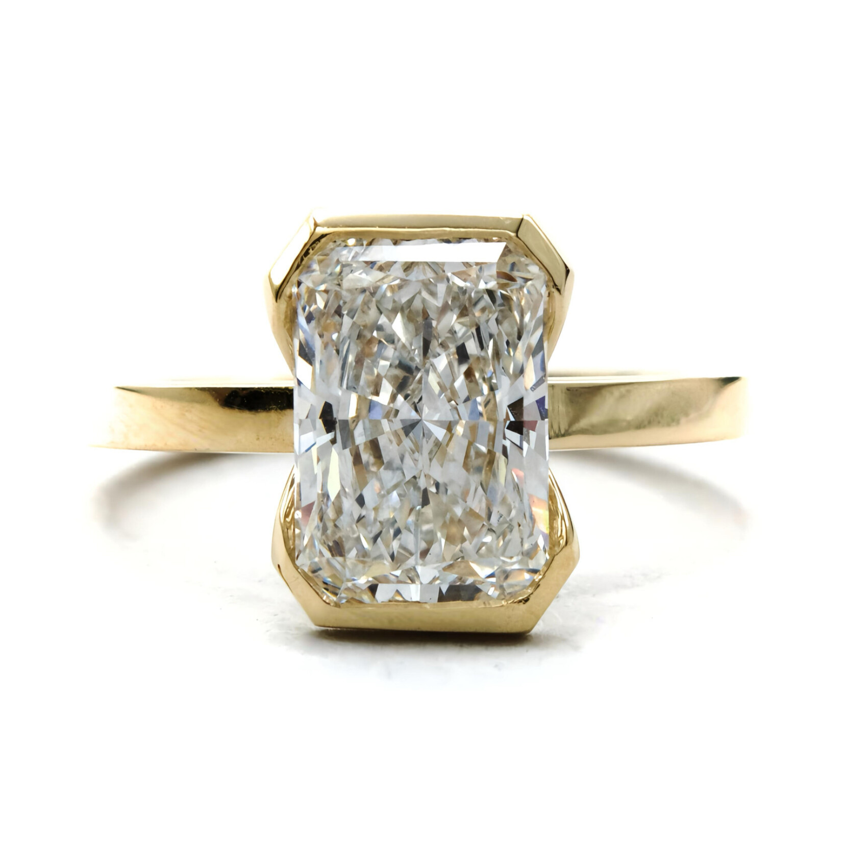 Mckay Diamonds LG Radiant Half Bezel Solitaire Diamond Ring