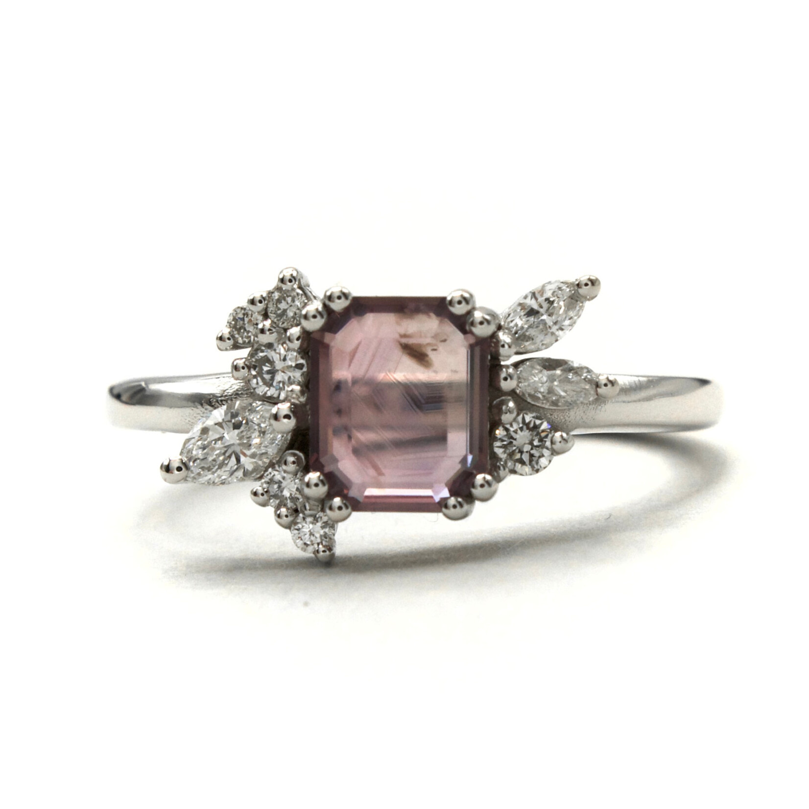 Mckay Diamonds Purple Sapphire Ring with Mixed-Shape Diamond Accents in 14K White Gold