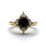 Mckay Diamonds Black Sapphire and Crown Diamond Halo Ring