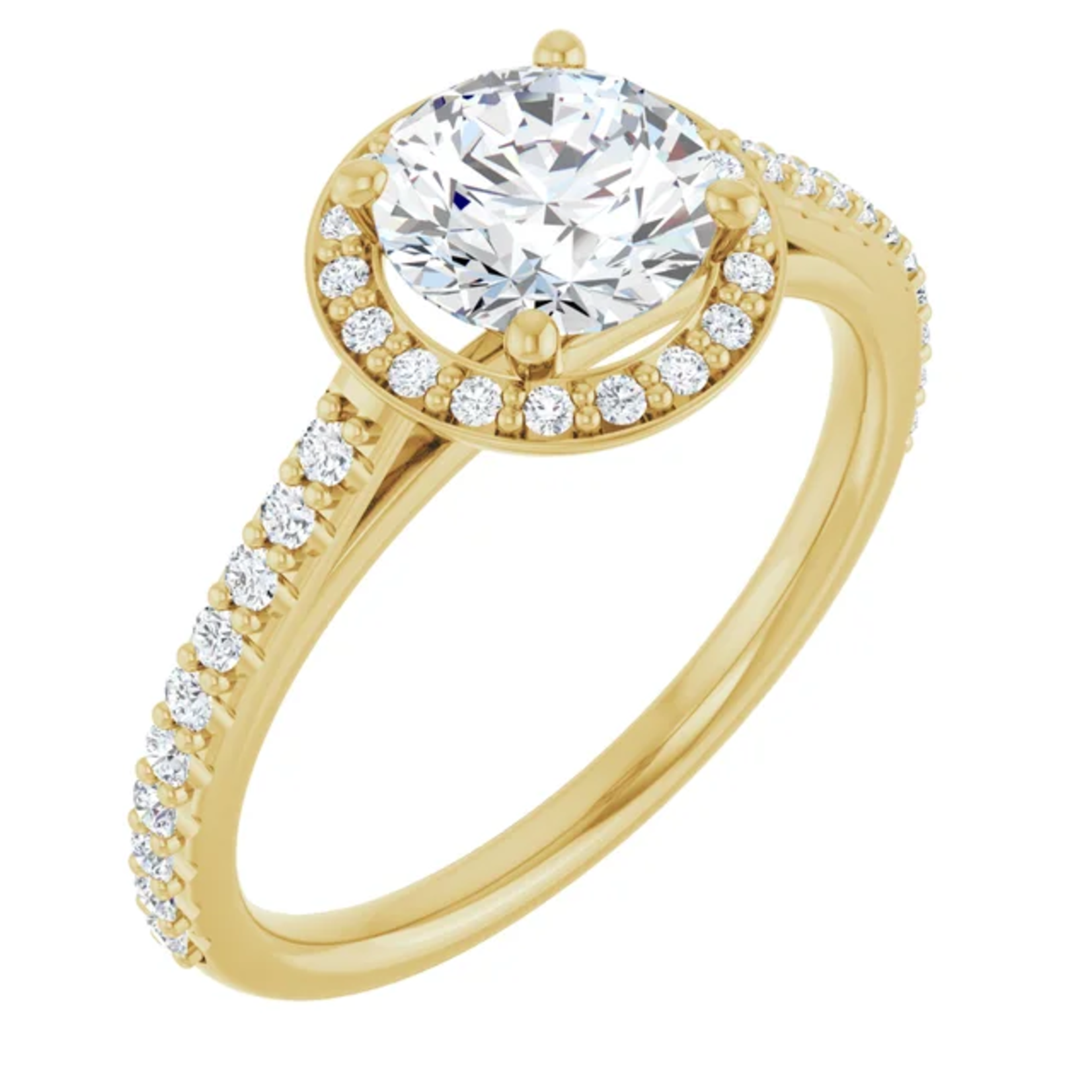 Ever & Ever Round Thin Halo and Diamonds Shoulders