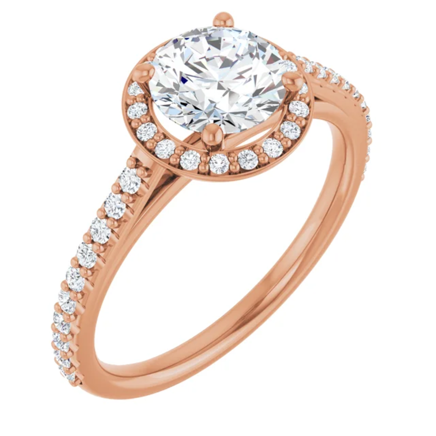 Ever & Ever Round Thin Halo and Diamonds Shoulders