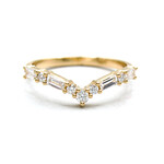 14K Gold Contour Band with Lab-Grown Round & Baguette Diamonds