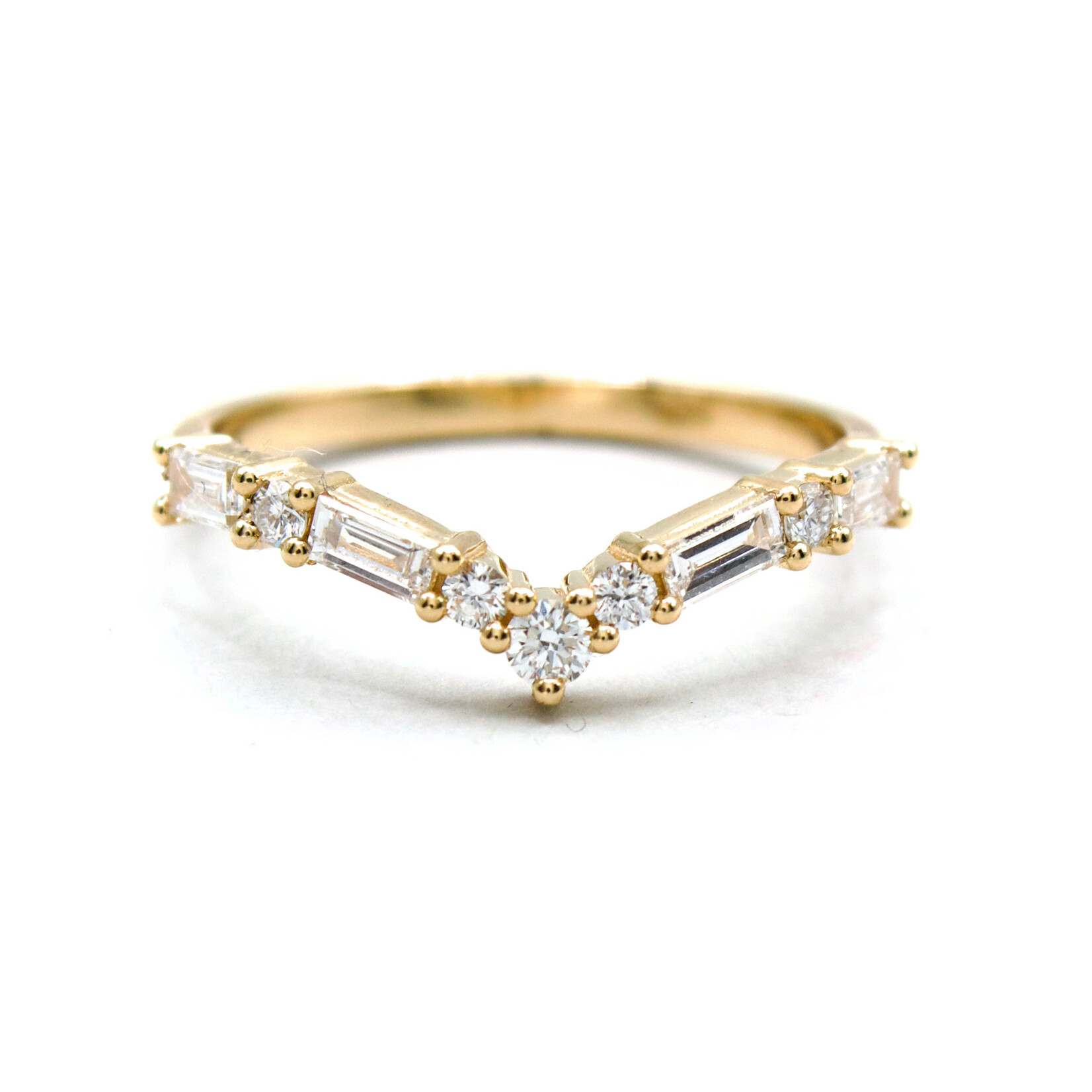14K Gold Contour Band with Lab-Grown Round & Baguette Diamonds