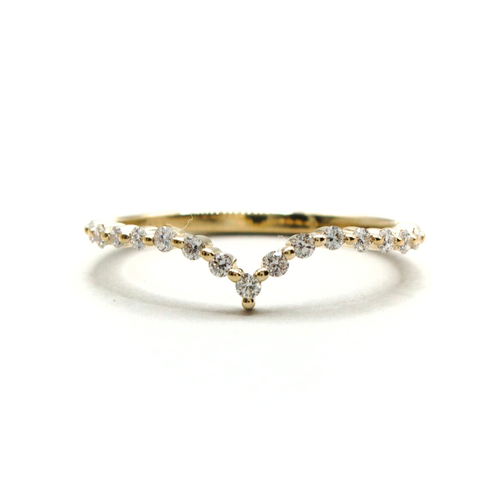 14K Gold Contour Shared Prong Small Band with Lab-Grown Diamonds