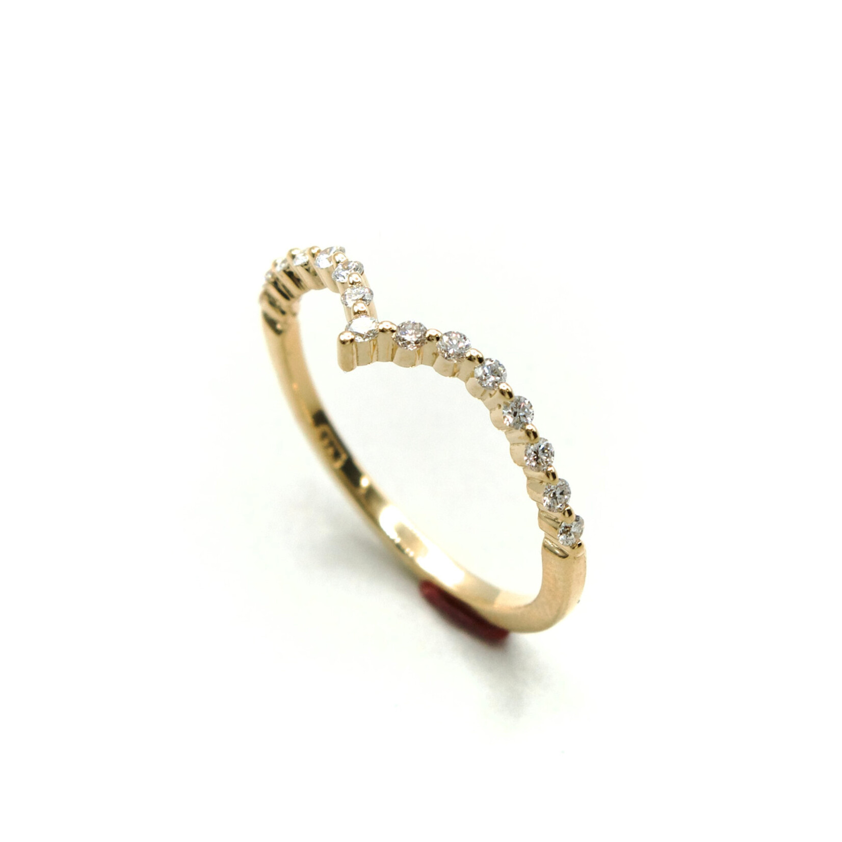 14K Gold Contour Shared Prong Small Band with Lab-Grown Diamonds