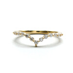 14K Gold Contour Shared Prong Medium Band with Lab-Grown Diamonds