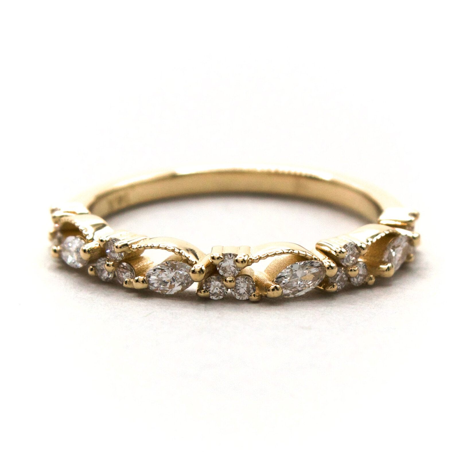 14K Gold Floral Band with Lab-Grown Diamonds