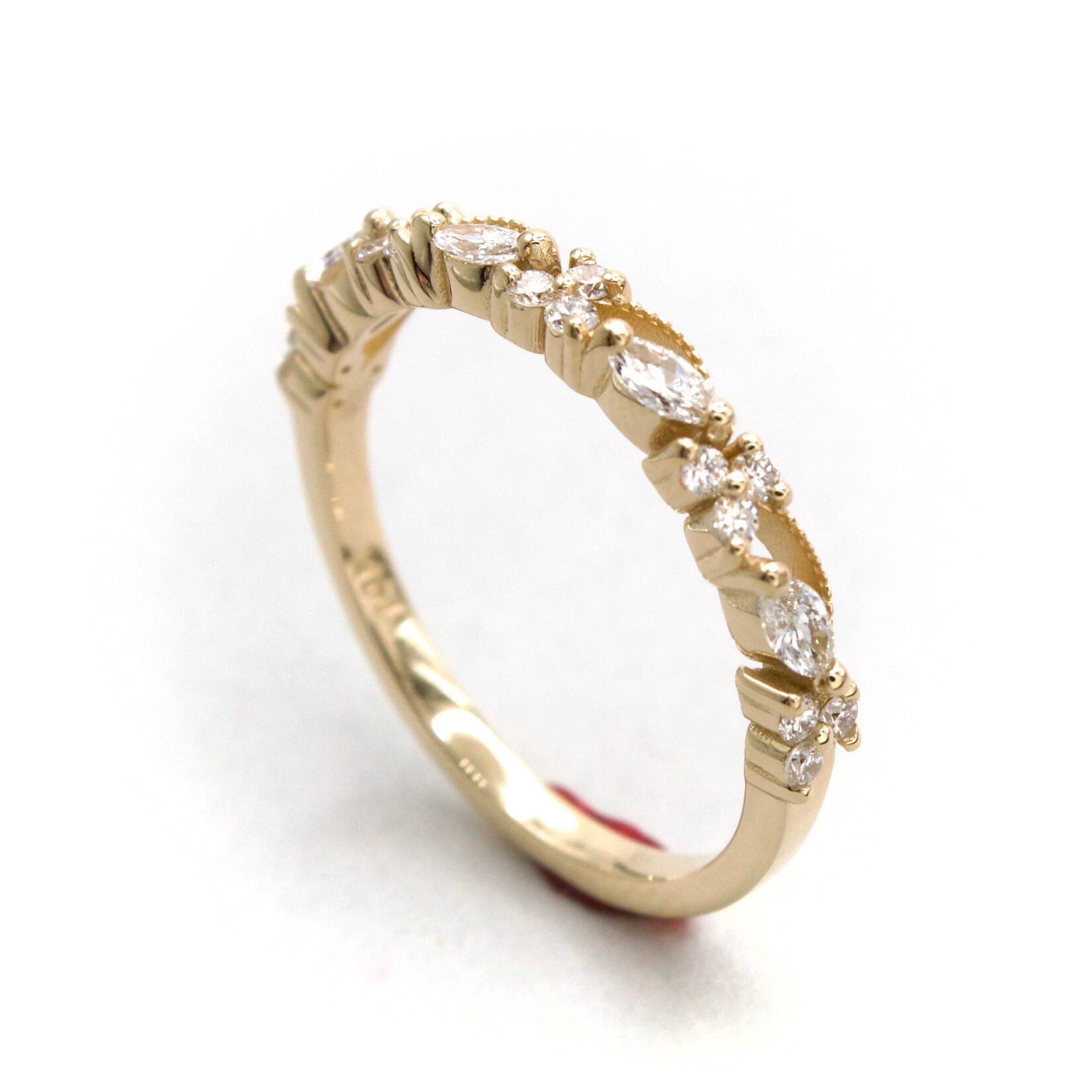 14K Gold Floral Band with Lab-Grown Diamonds