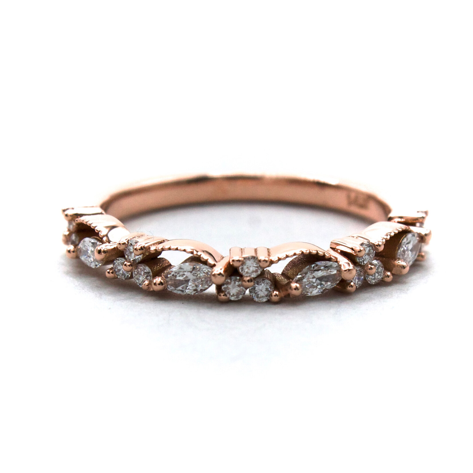 14K Gold Floral Band with Lab-Grown Diamonds