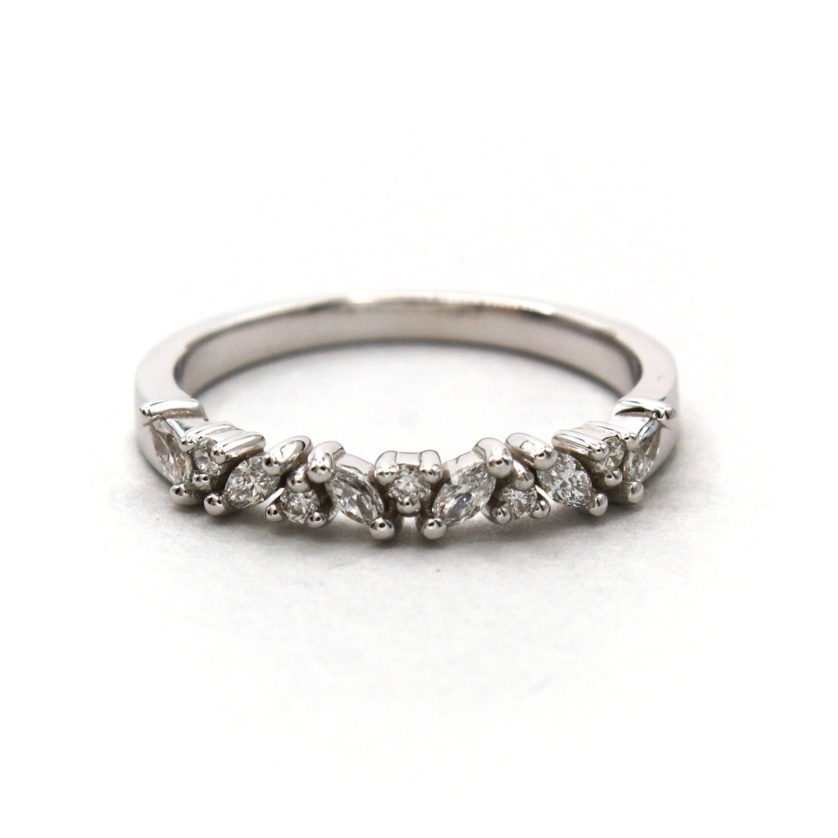 14K Gold Diagonal Marquise & Round Lab-Grown Diamond Band
