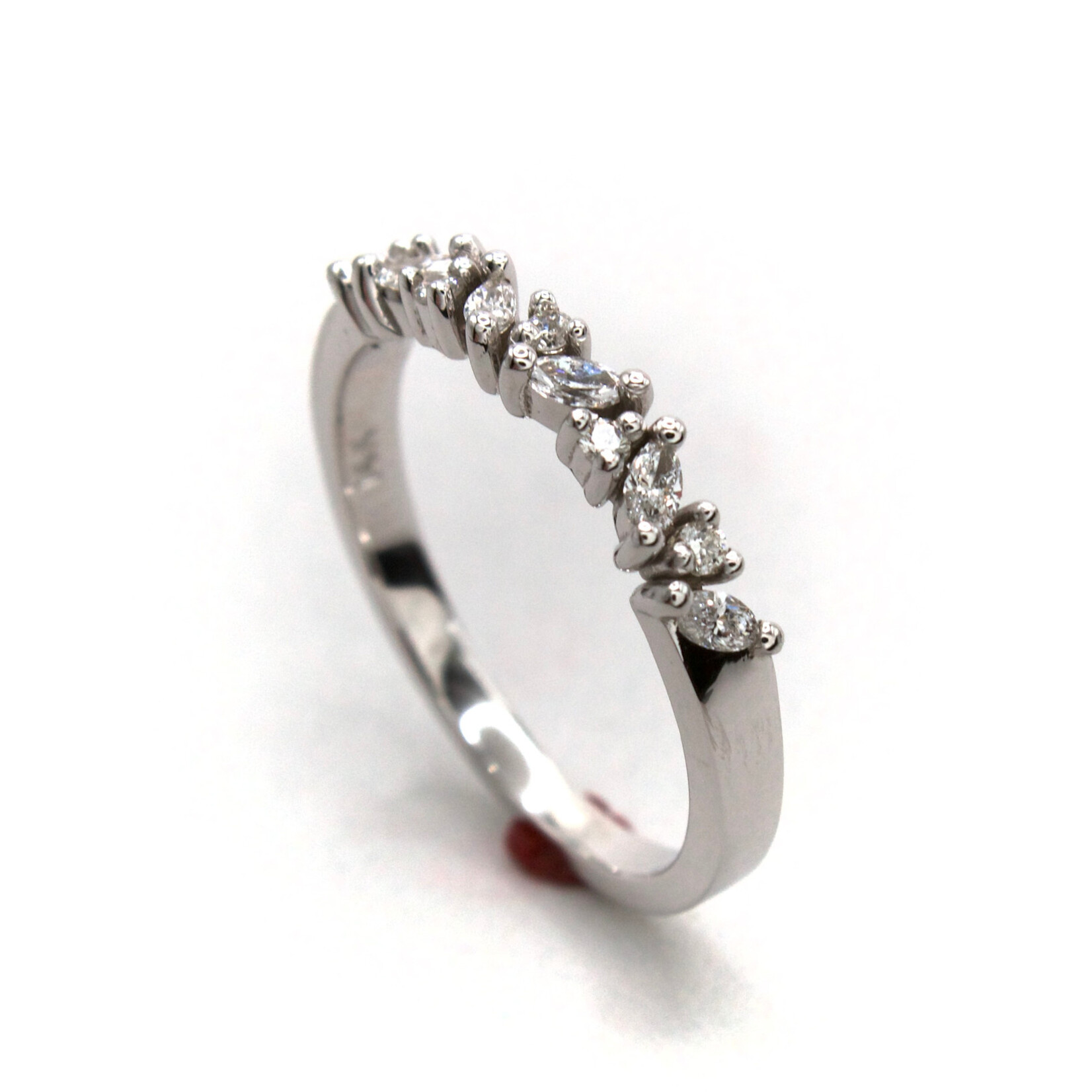 14K Gold Diagonal Marquise & Round Lab-Grown Diamond Band