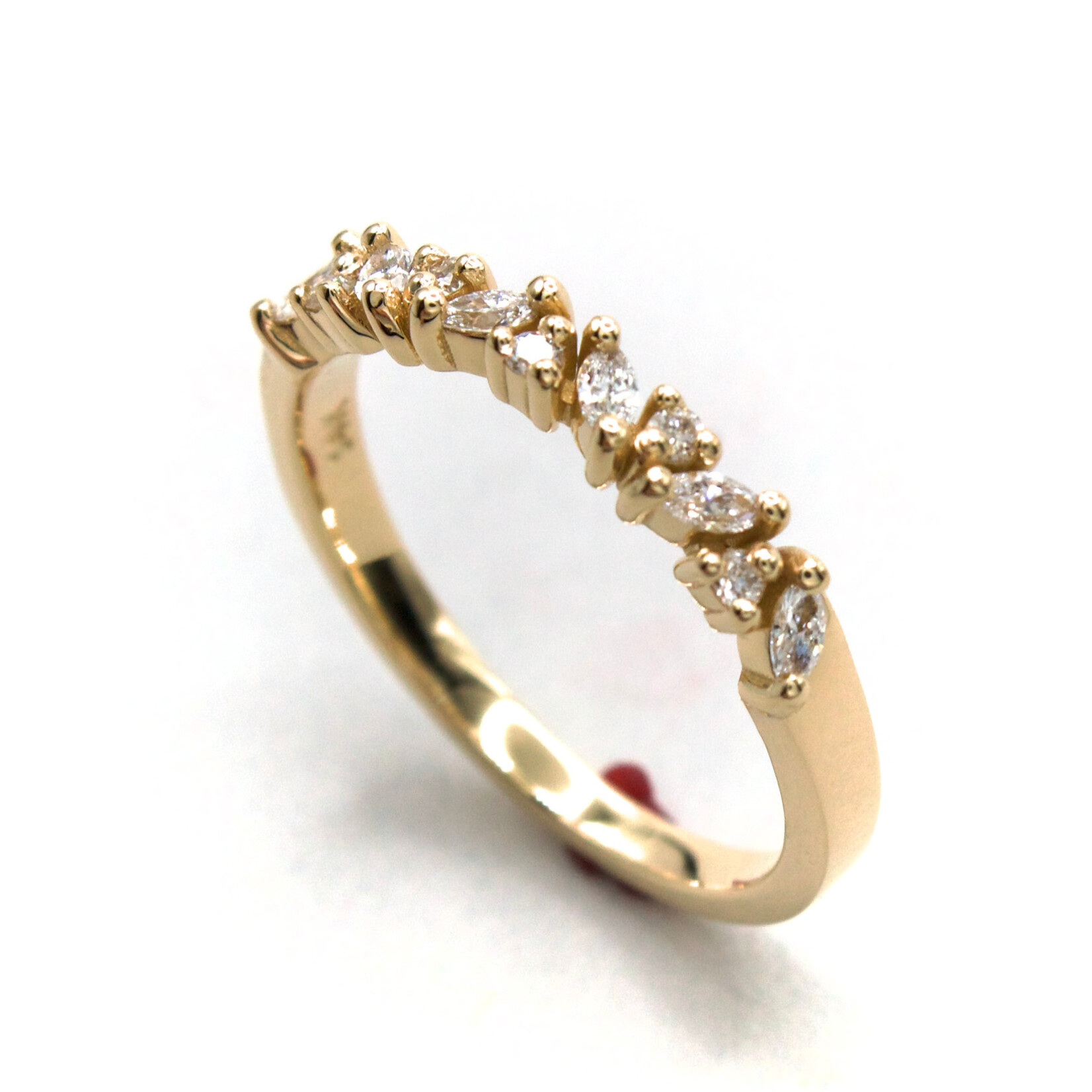 14K Gold Diagonal Marquise & Round Lab-Grown Diamond Band